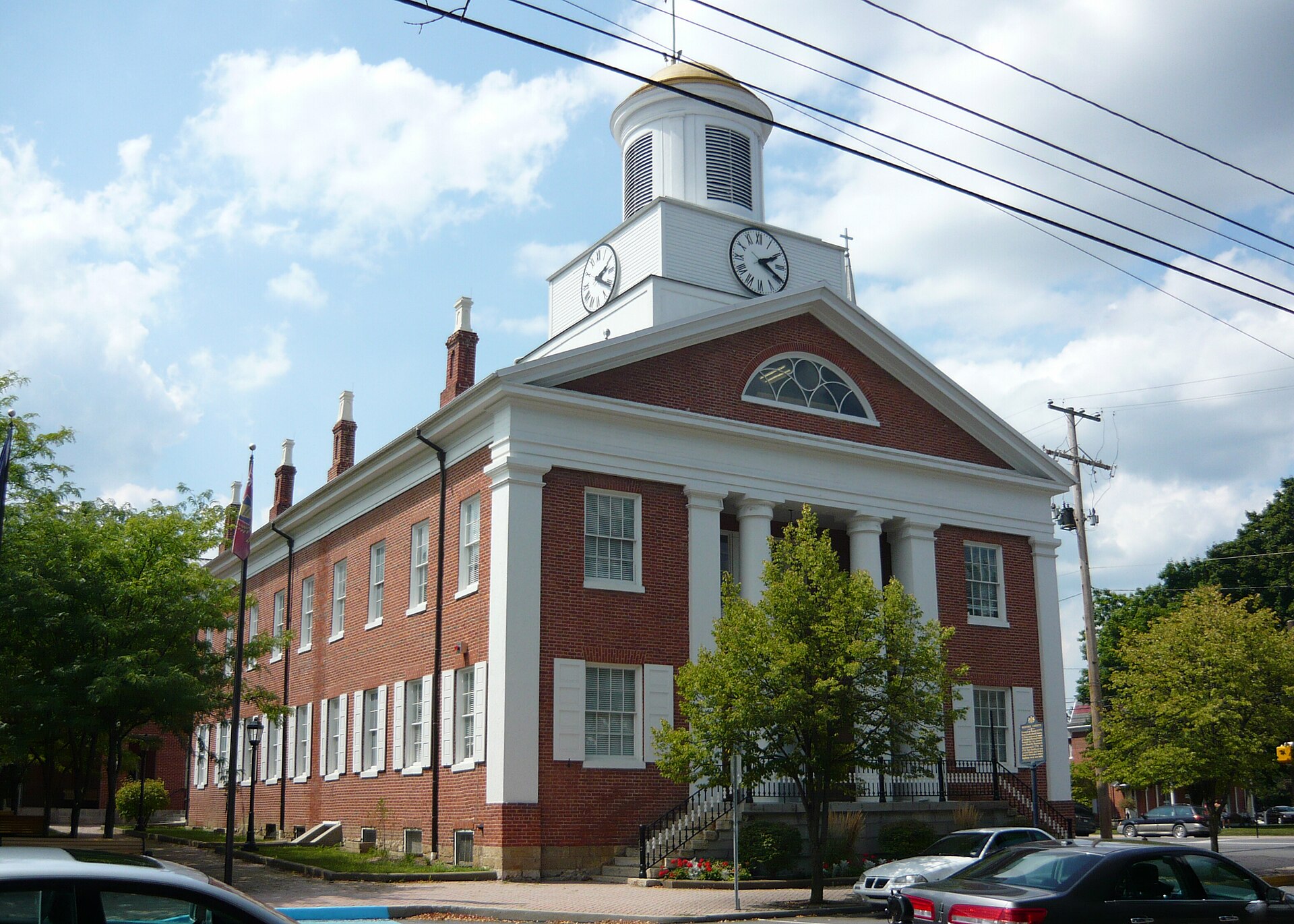 Bedford County Courthouse, 200 South Juliana Street (corner of West Penn Street), Bedford, Pennsylvania. Built: 1828. Builder: Solomon Filler.