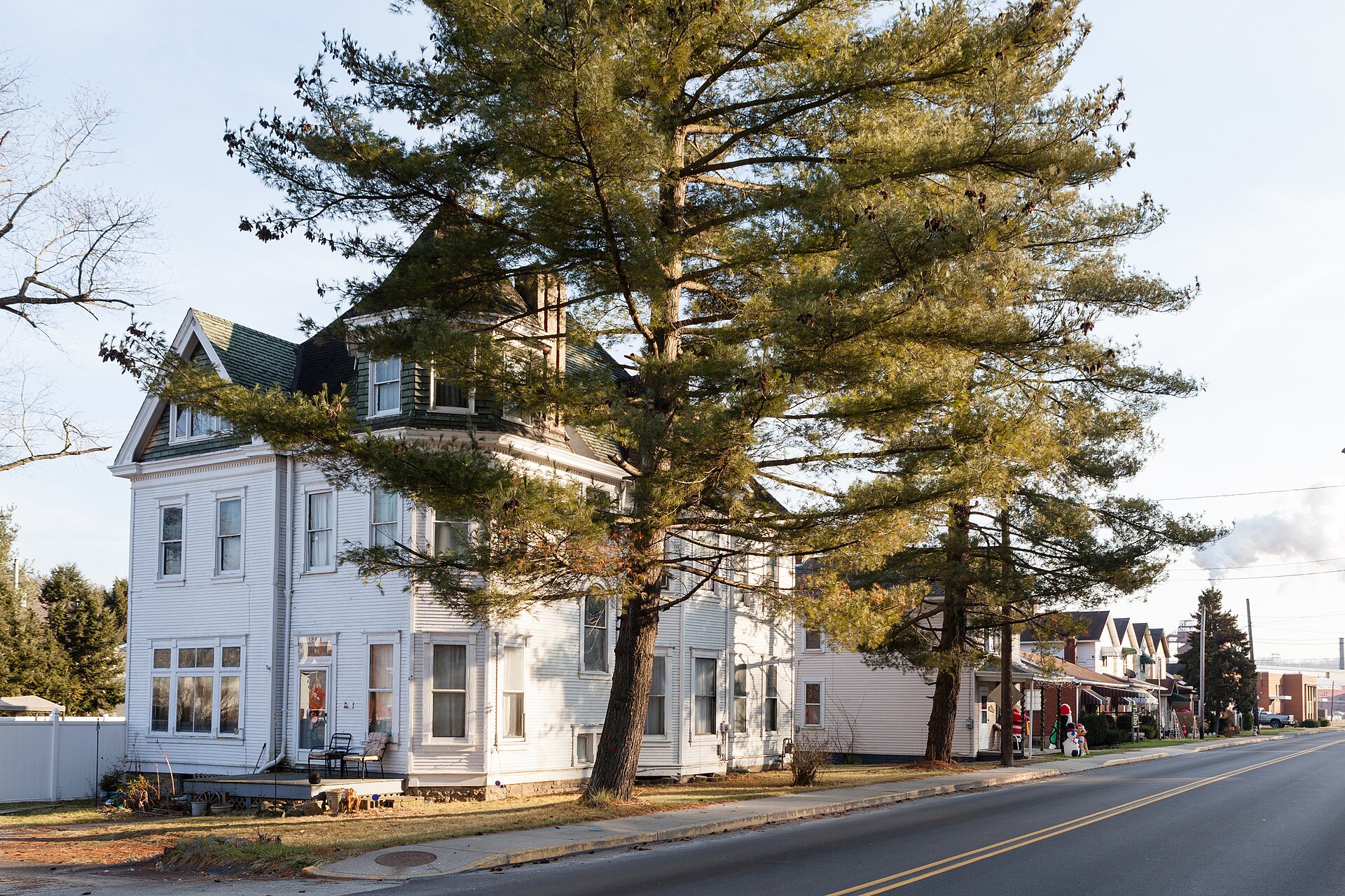 Intersection of Main St and Bridge St in Allenport, Washington County, Pennsylvania, looking south.
