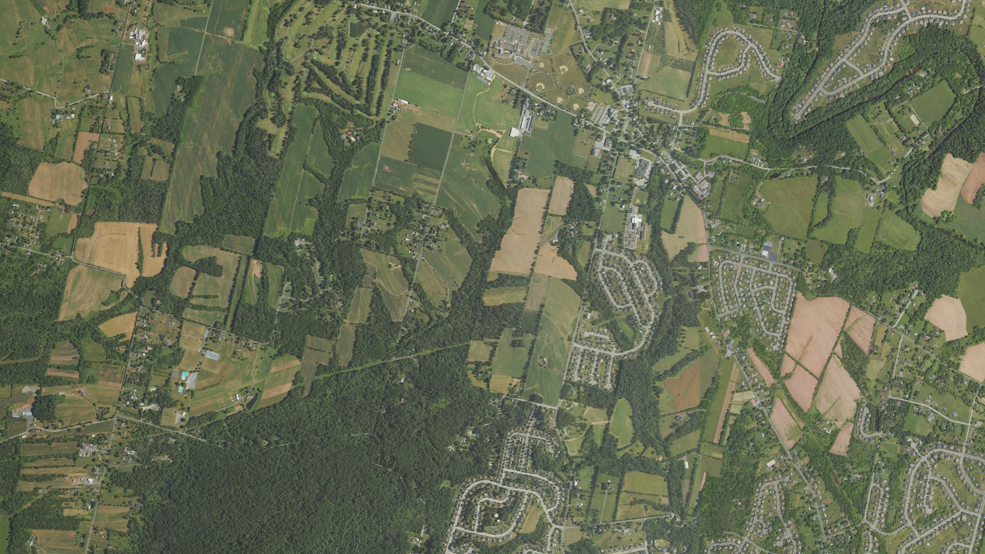 Aerial view of land around Amity, Pennsylvania