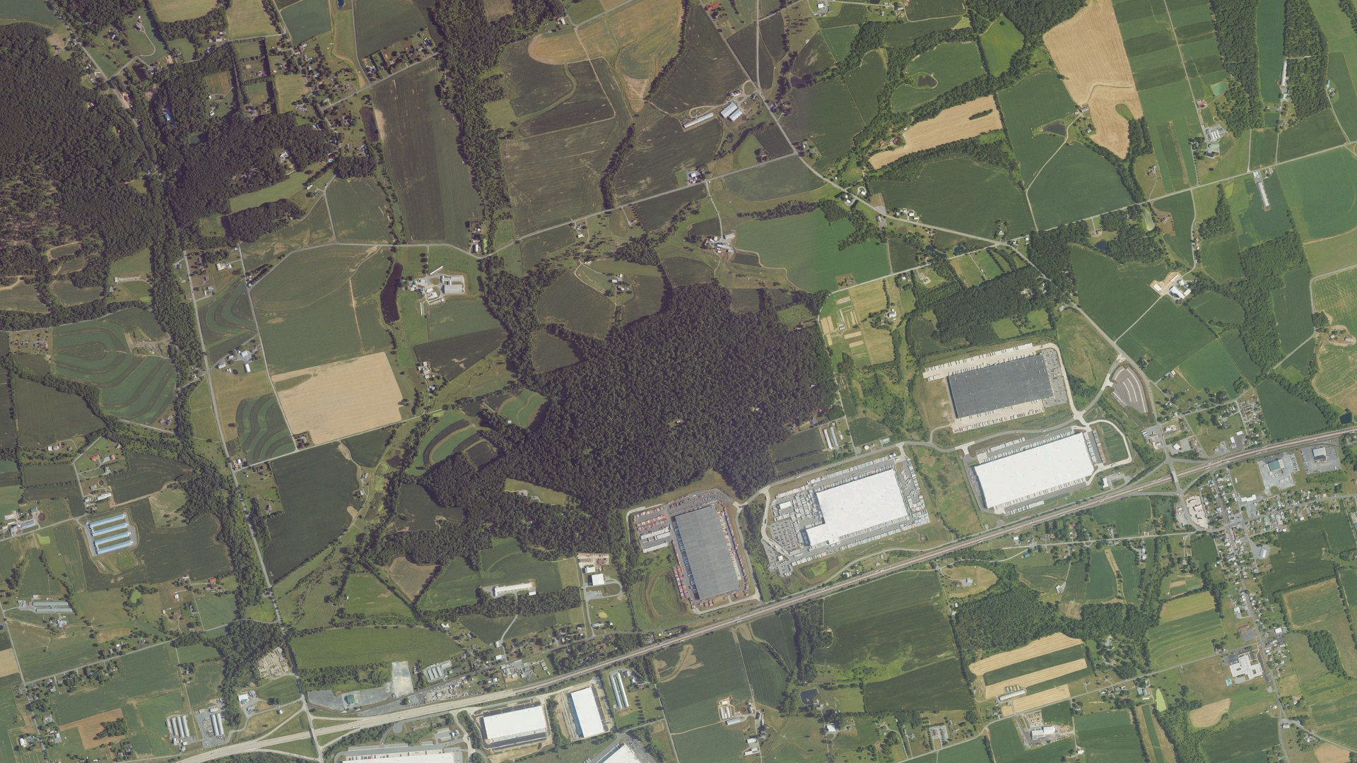 Aerial view of land around Bethel, Pennsylvania