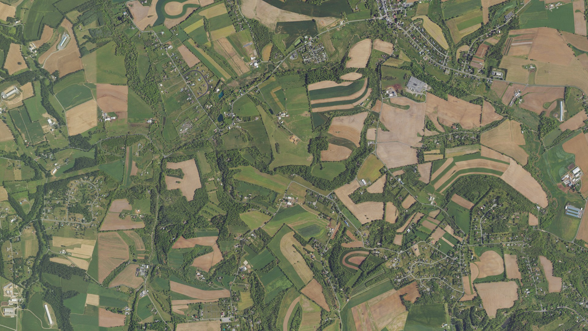 Aerial view of land around Centre, Pennsylvania