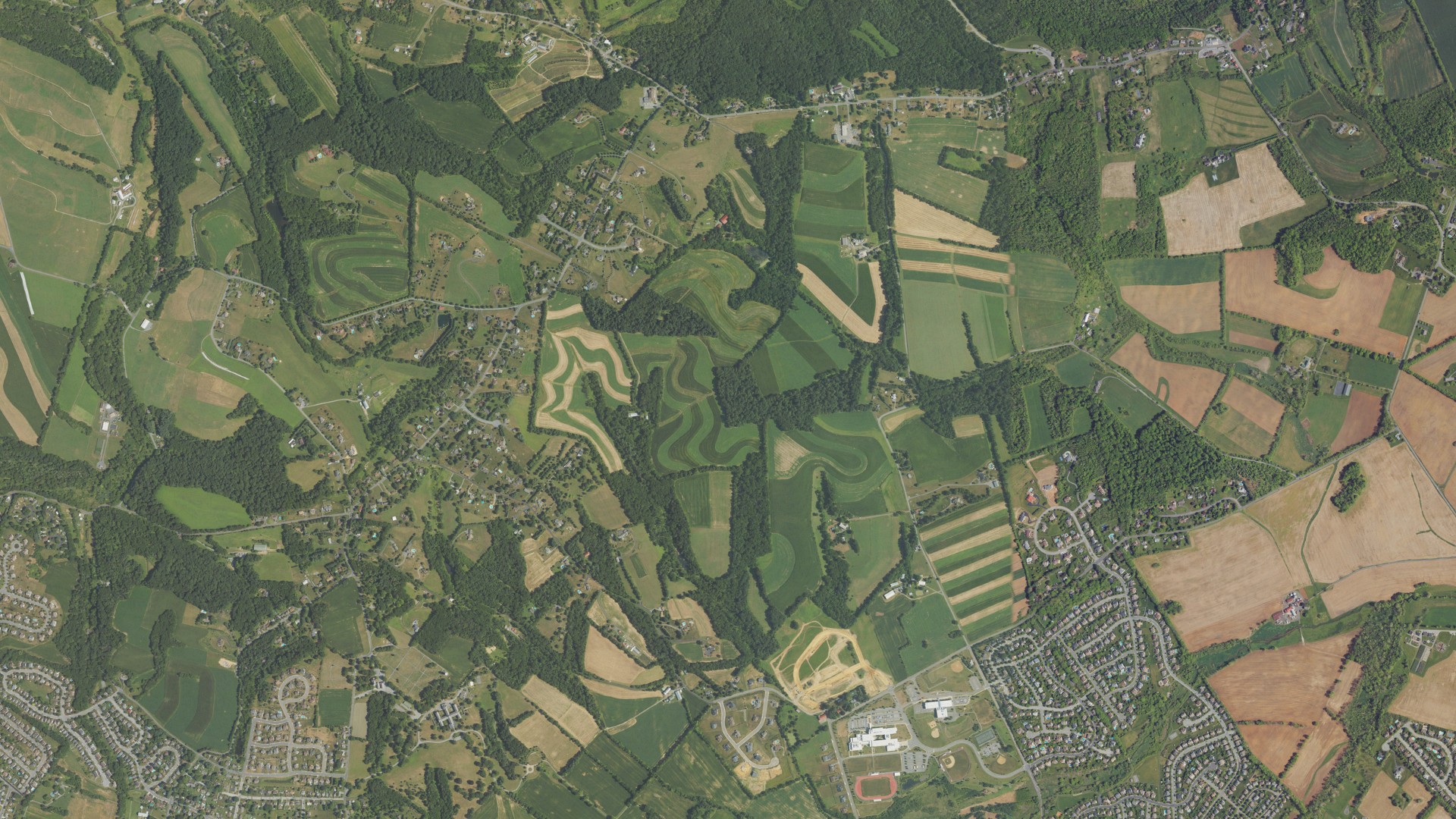 Aerial view of land around Lower Heidelberg, Pennsylvania