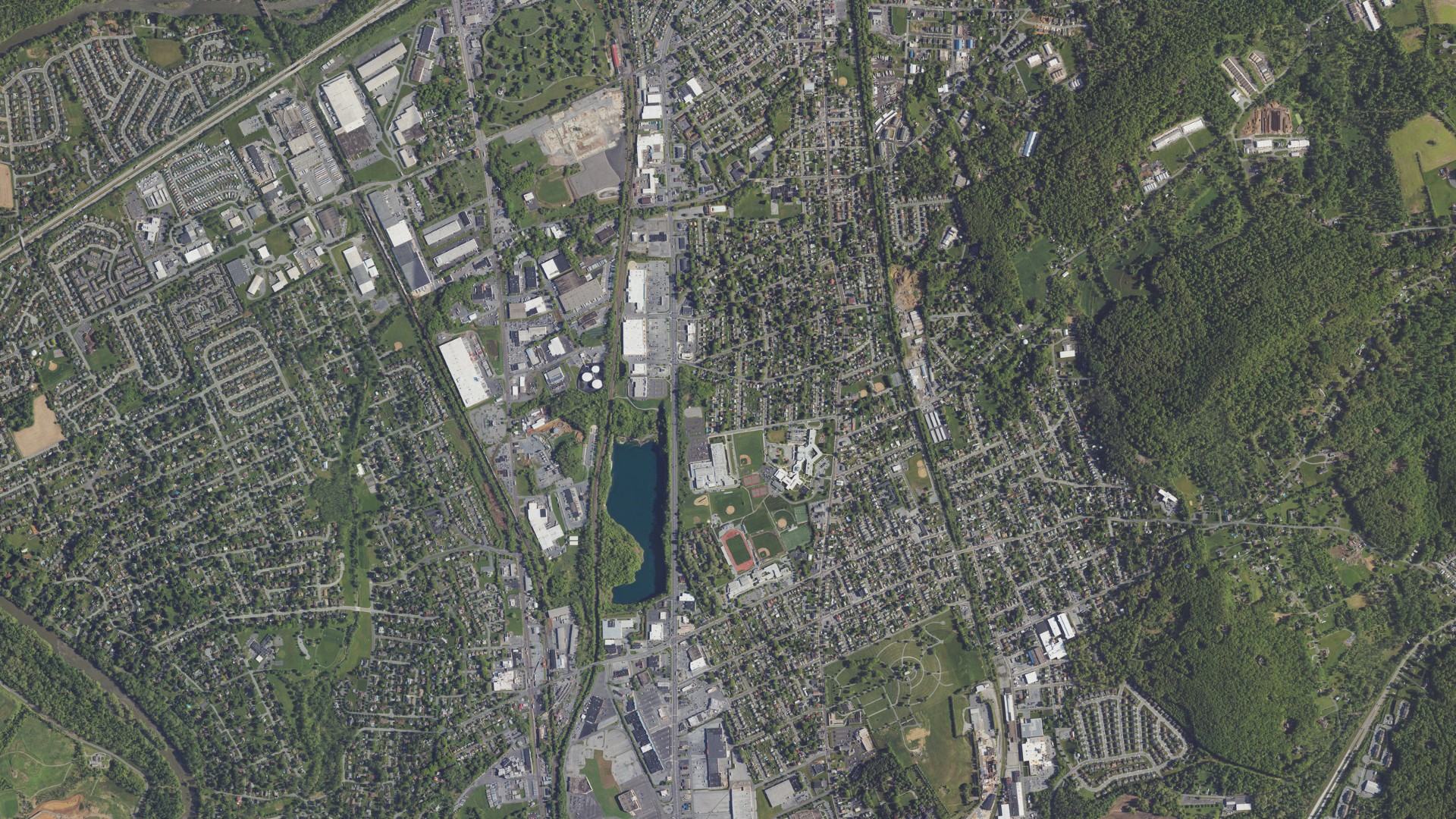 Aerial view of land around Muhlenberg, Pennsylvania
