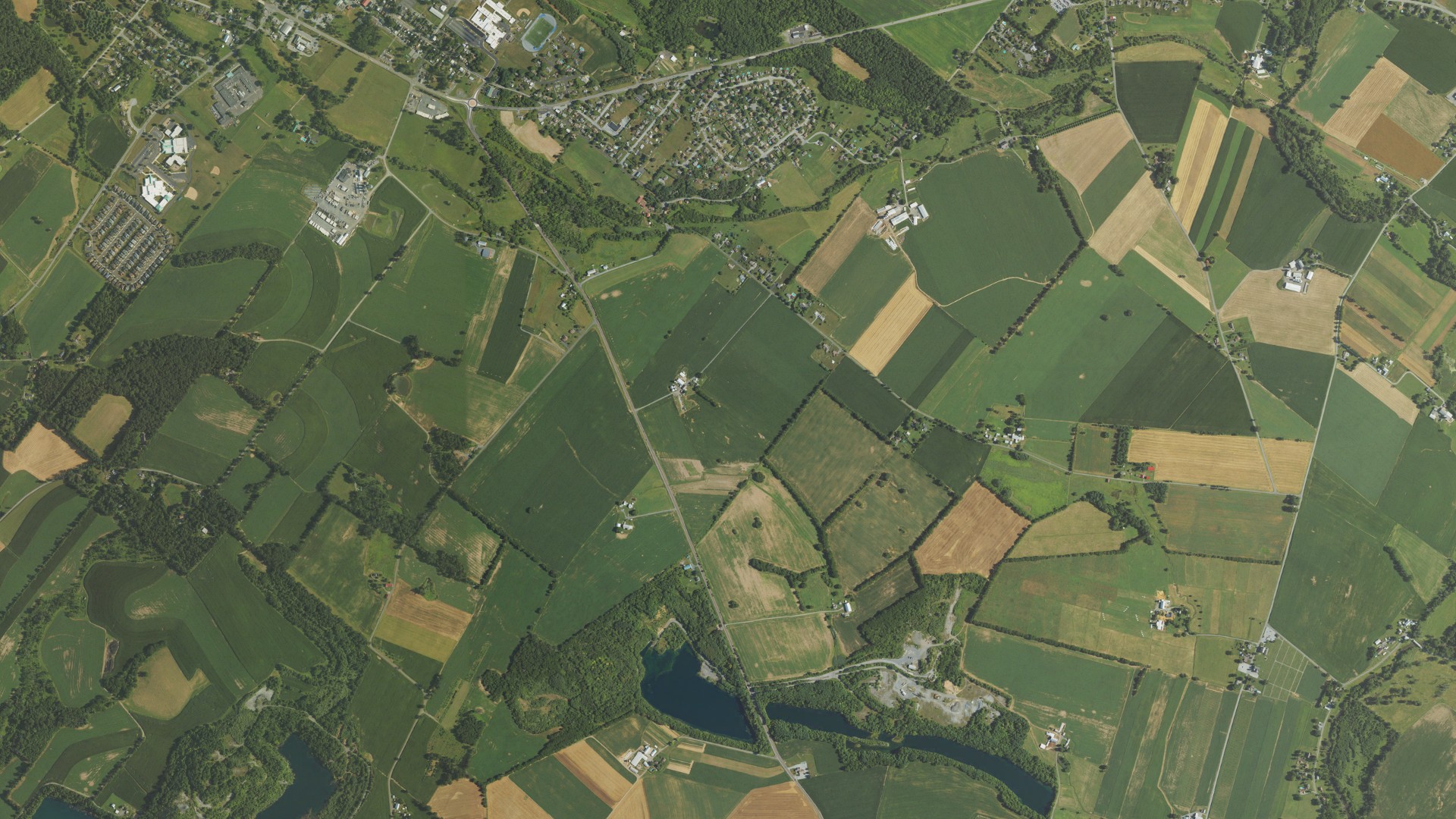 Aerial view of land around Oley, Pennsylvania
