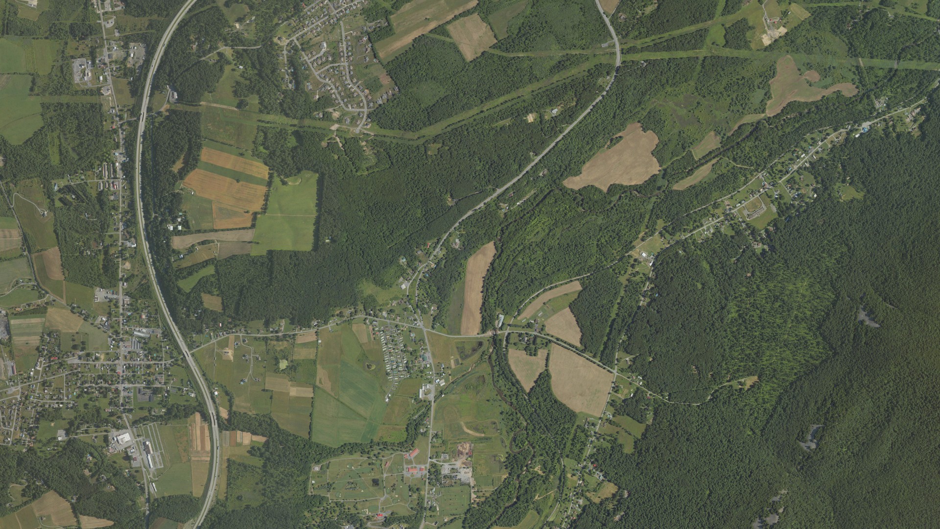 Aerial view of land around Blair, Pennsylvania