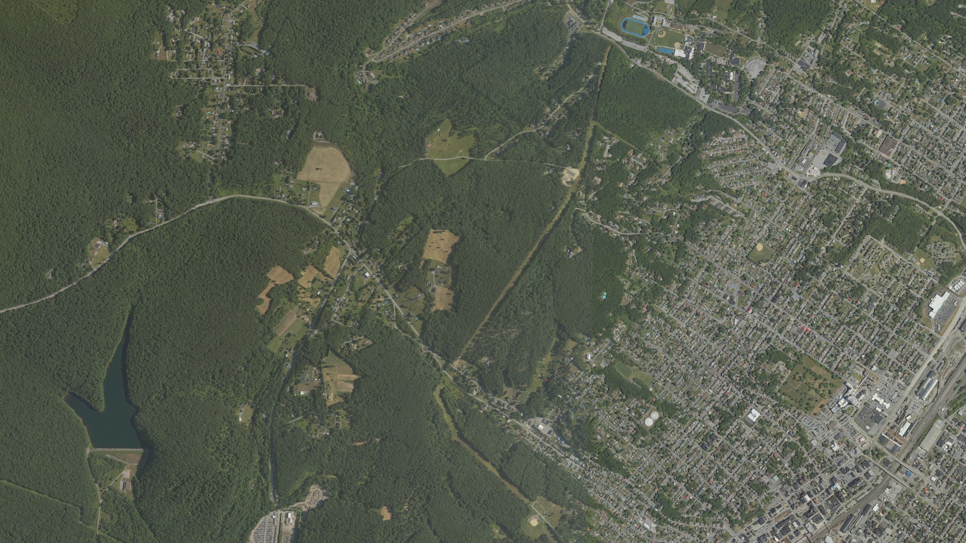 Aerial view of land around Logan, Pennsylvania