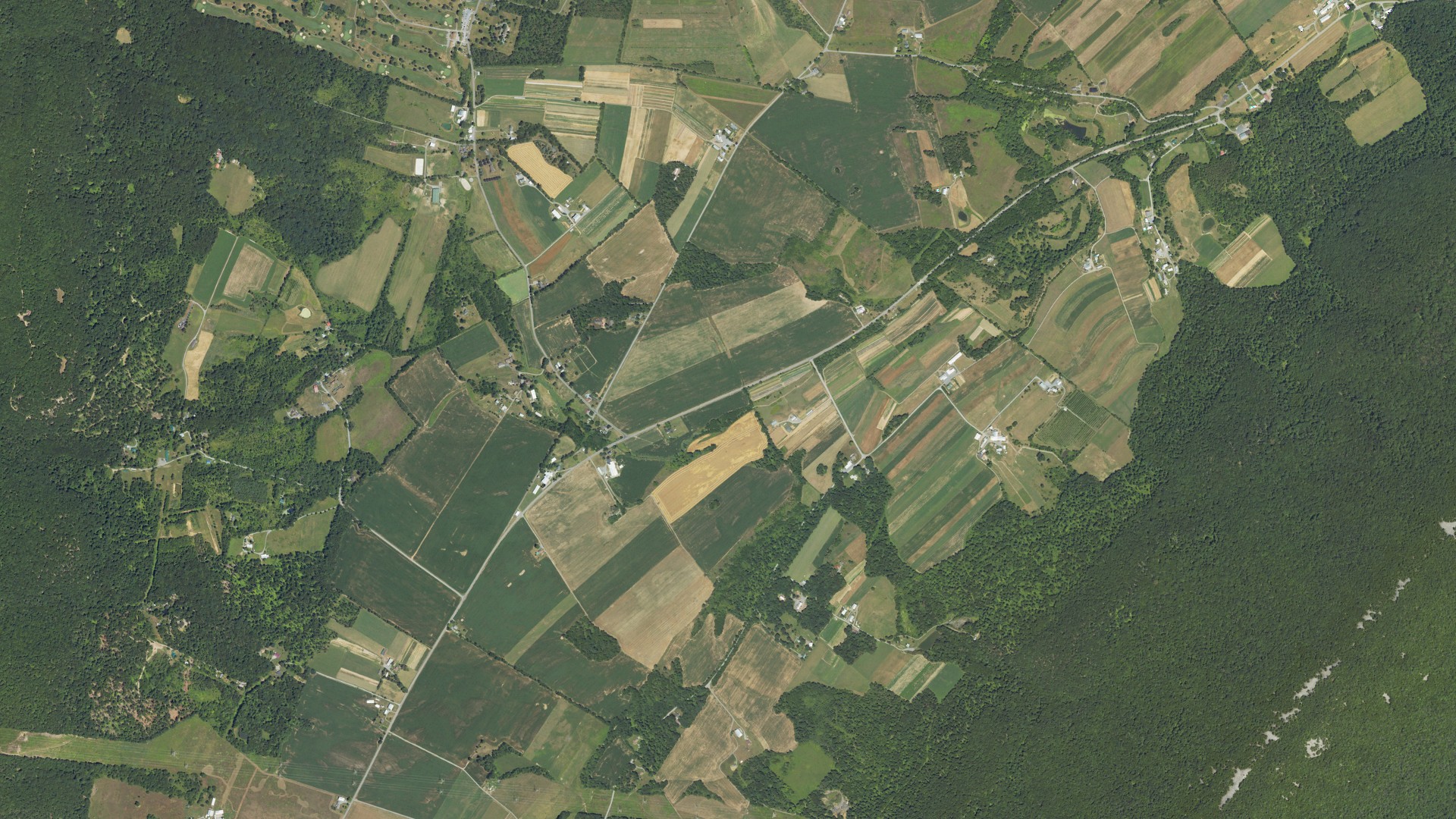 Aerial view of land around Tyrone, Pennsylvania