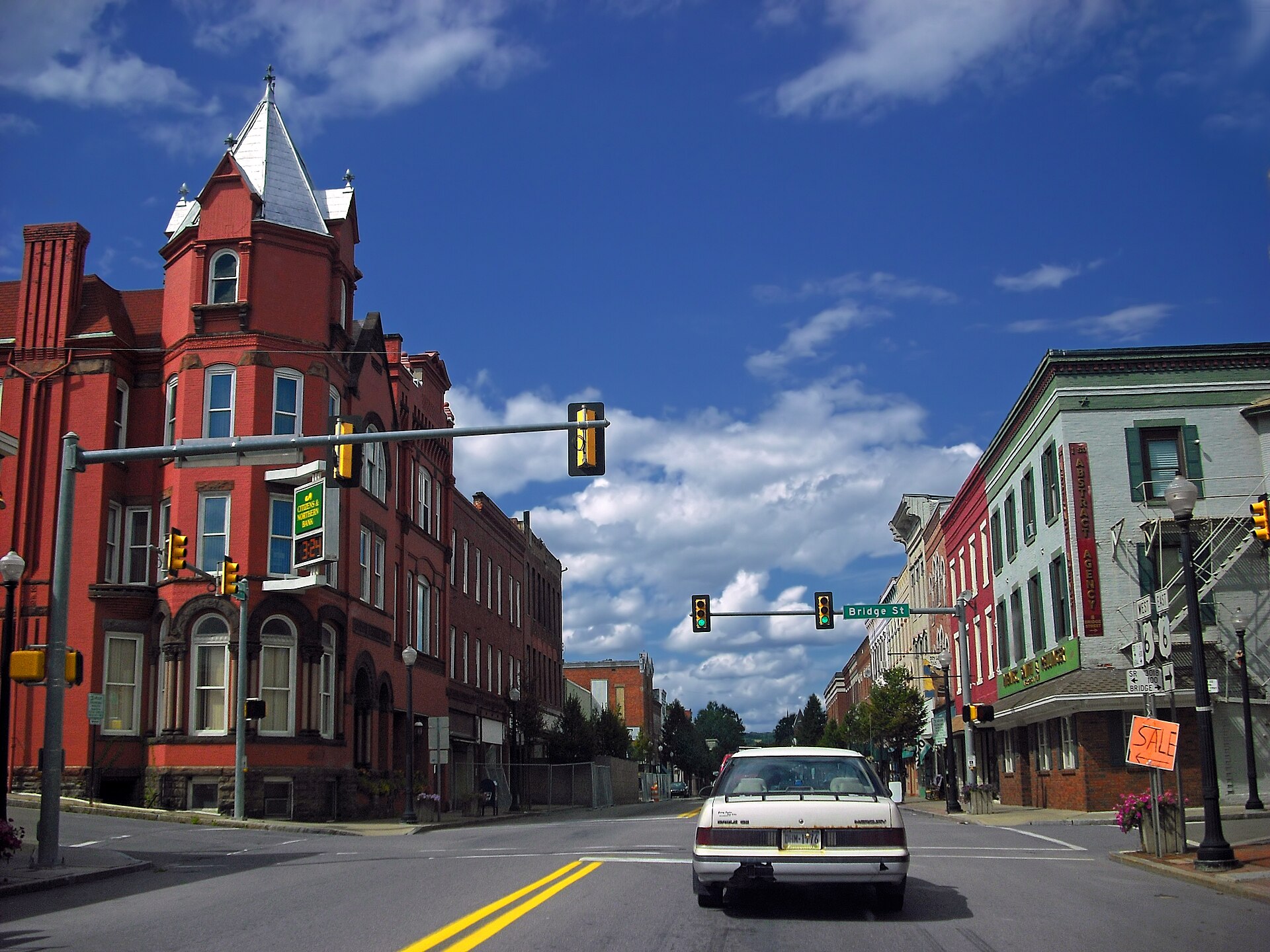 U.S. Route 6 in Towanda, Bradford County, Pennsylvania, United States. Picture is taken within the boundaries of the Towanda Historic District, which is listed on the National Register of Historic Places.
