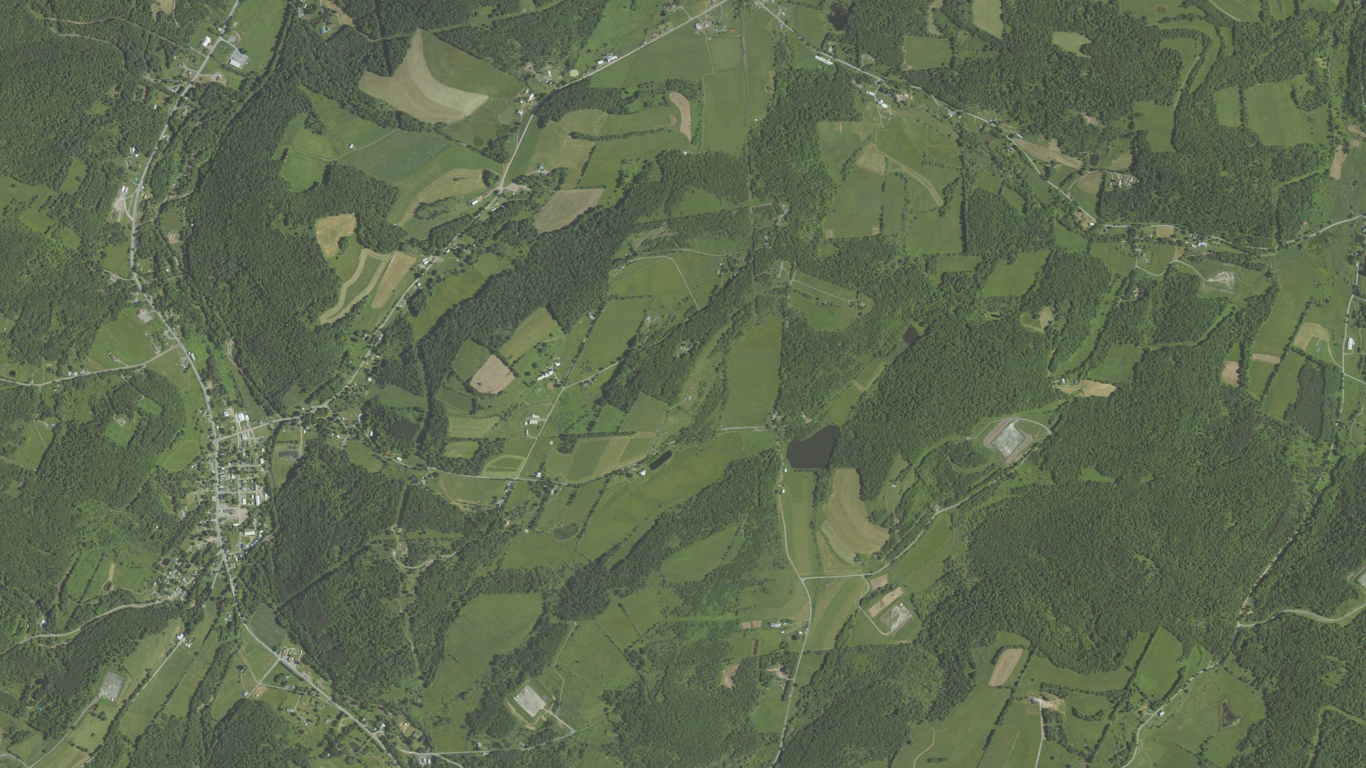 Aerial view of land around Albany, Pennsylvania