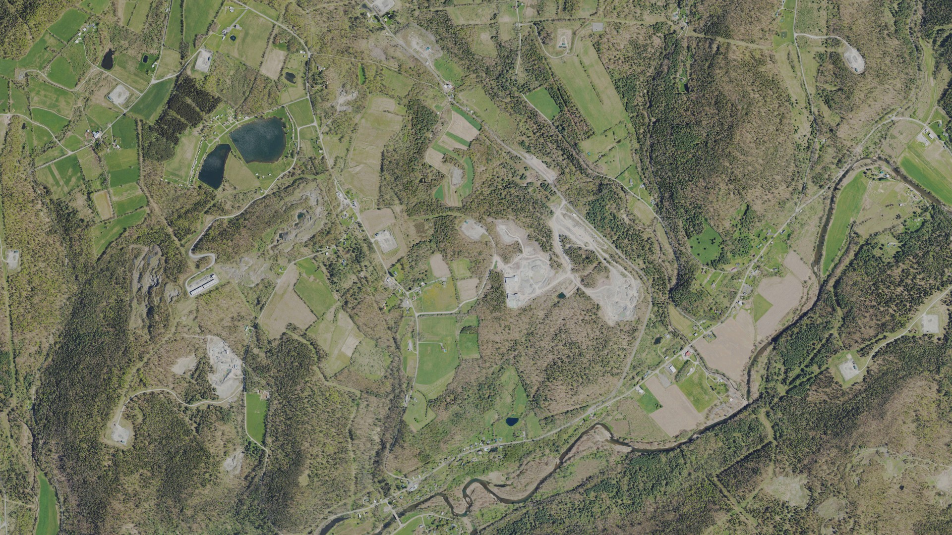 Aerial view of land around Stevens, Pennsylvania