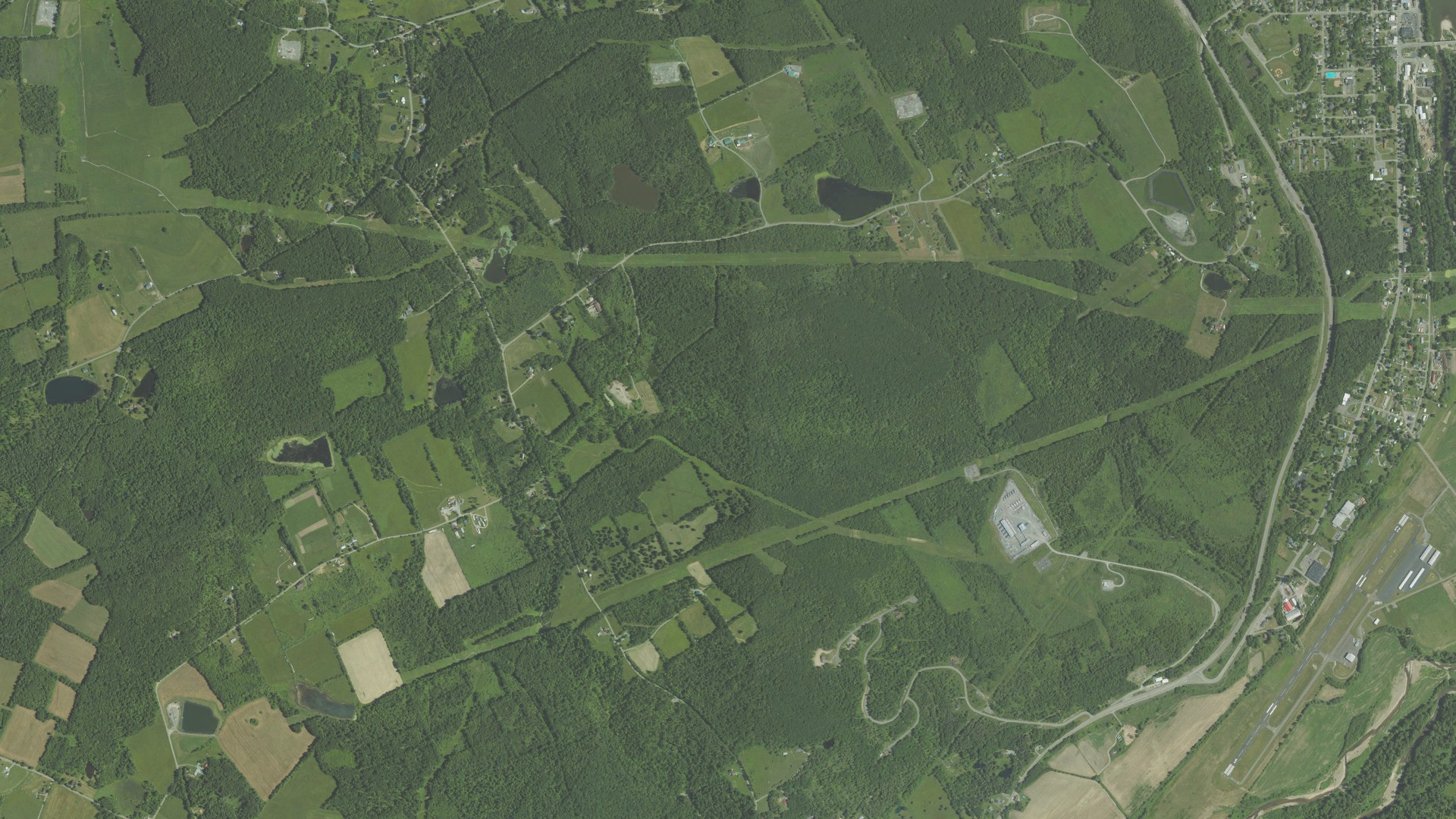 Aerial view of land around Towanda, Pennsylvania