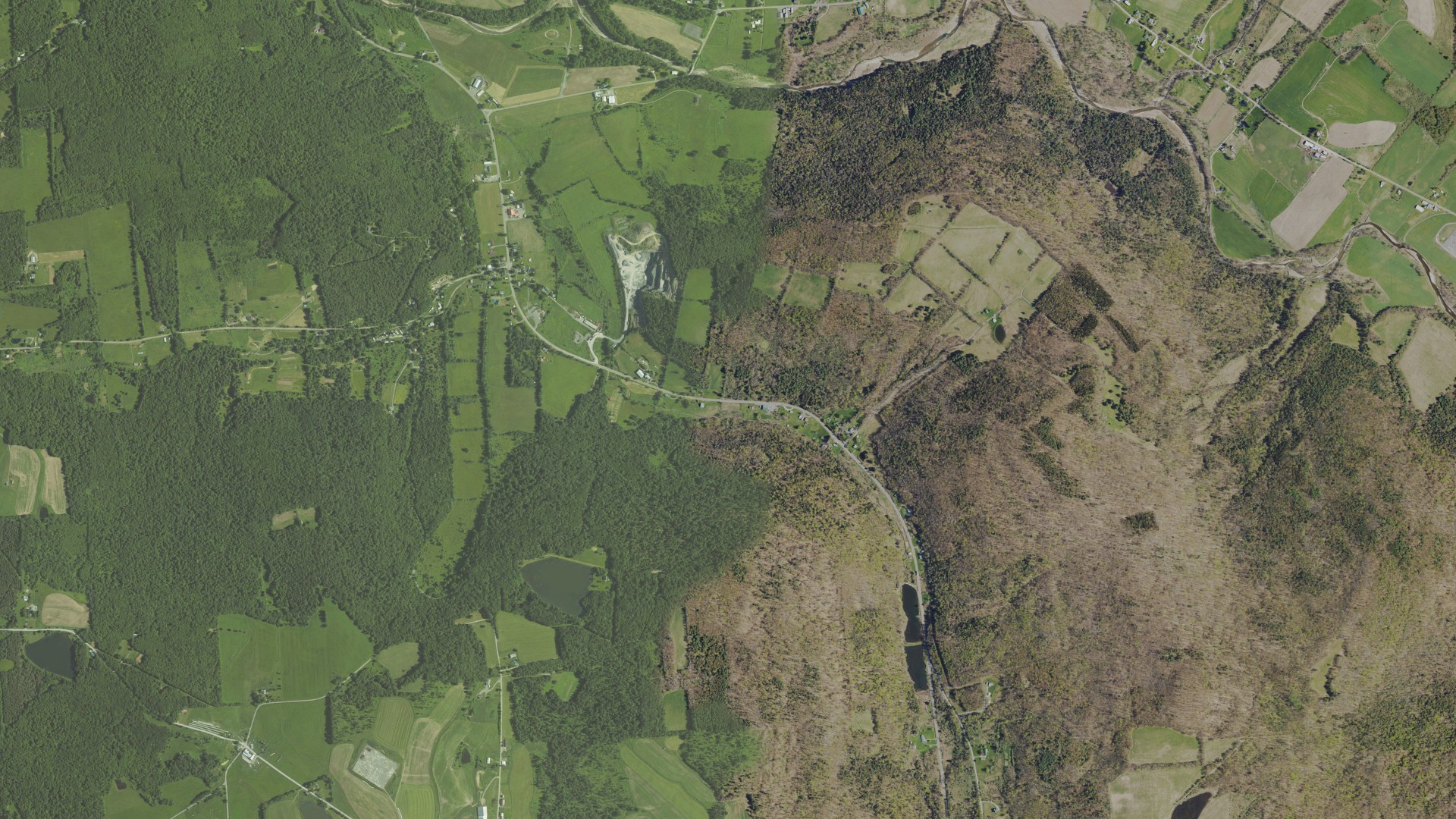Aerial view of land around Windham, Pennsylvania