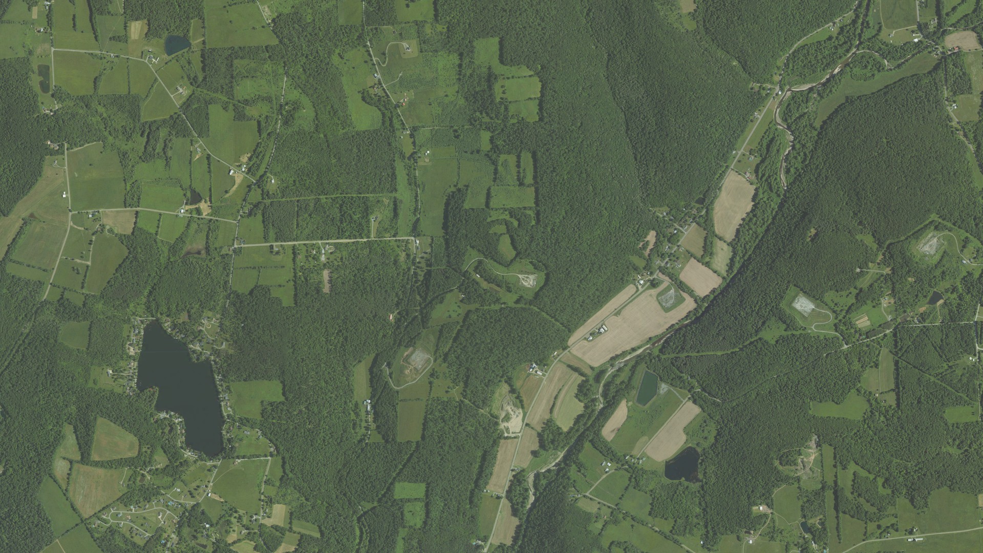 Aerial view of land around Wysox, Pennsylvania
