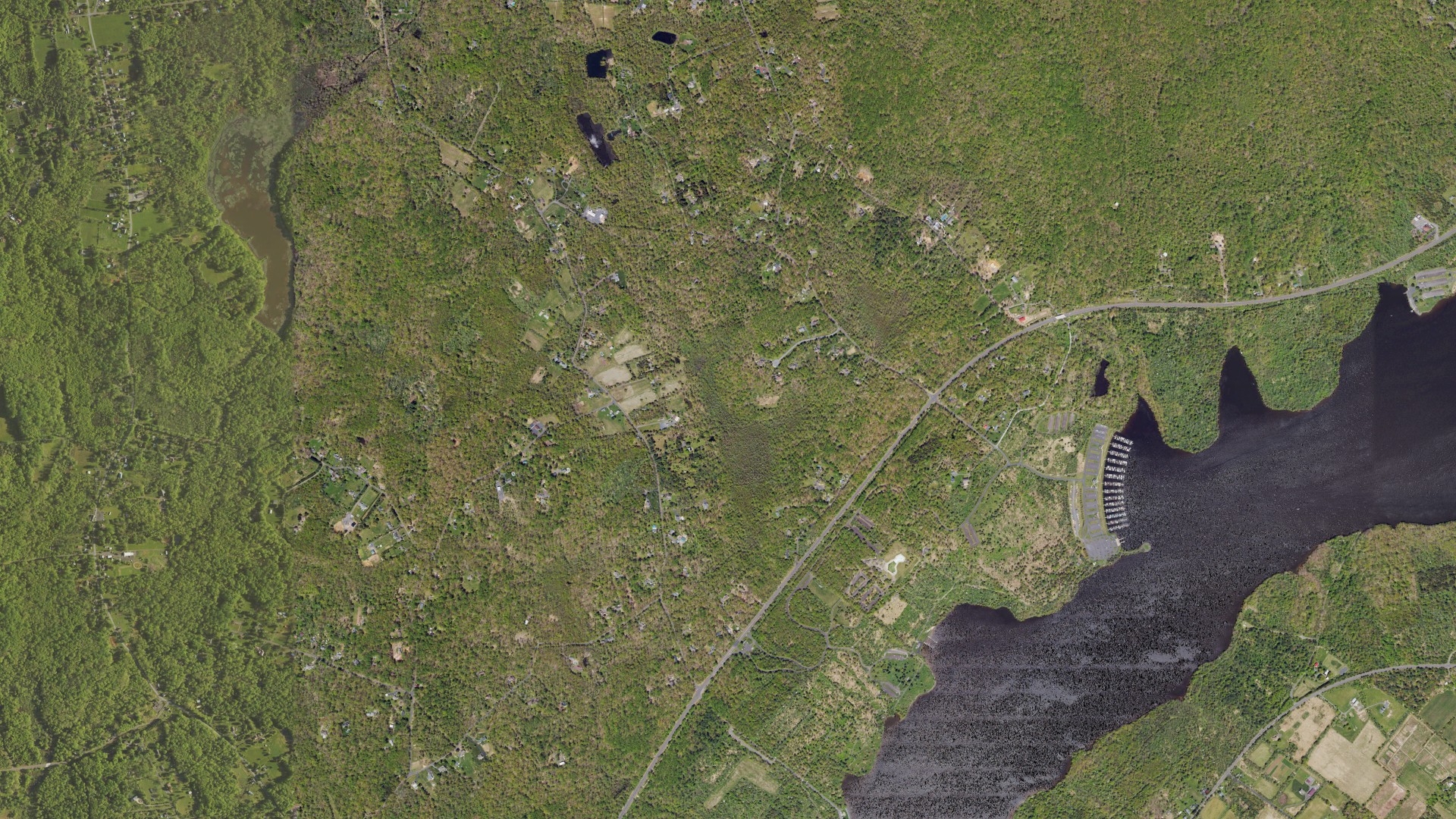 Aerial view of land around Haycock, Pennsylvania