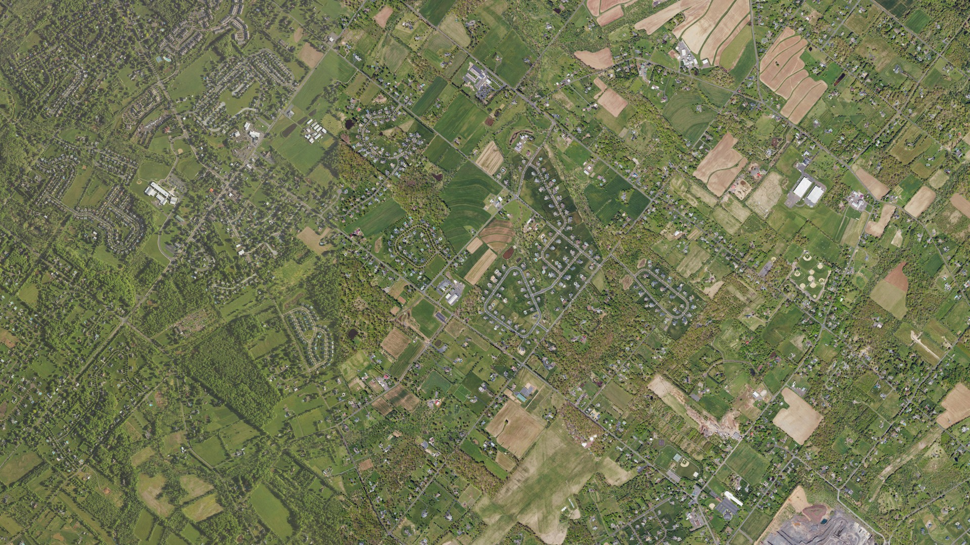 Aerial view of land around Hilltown, Pennsylvania