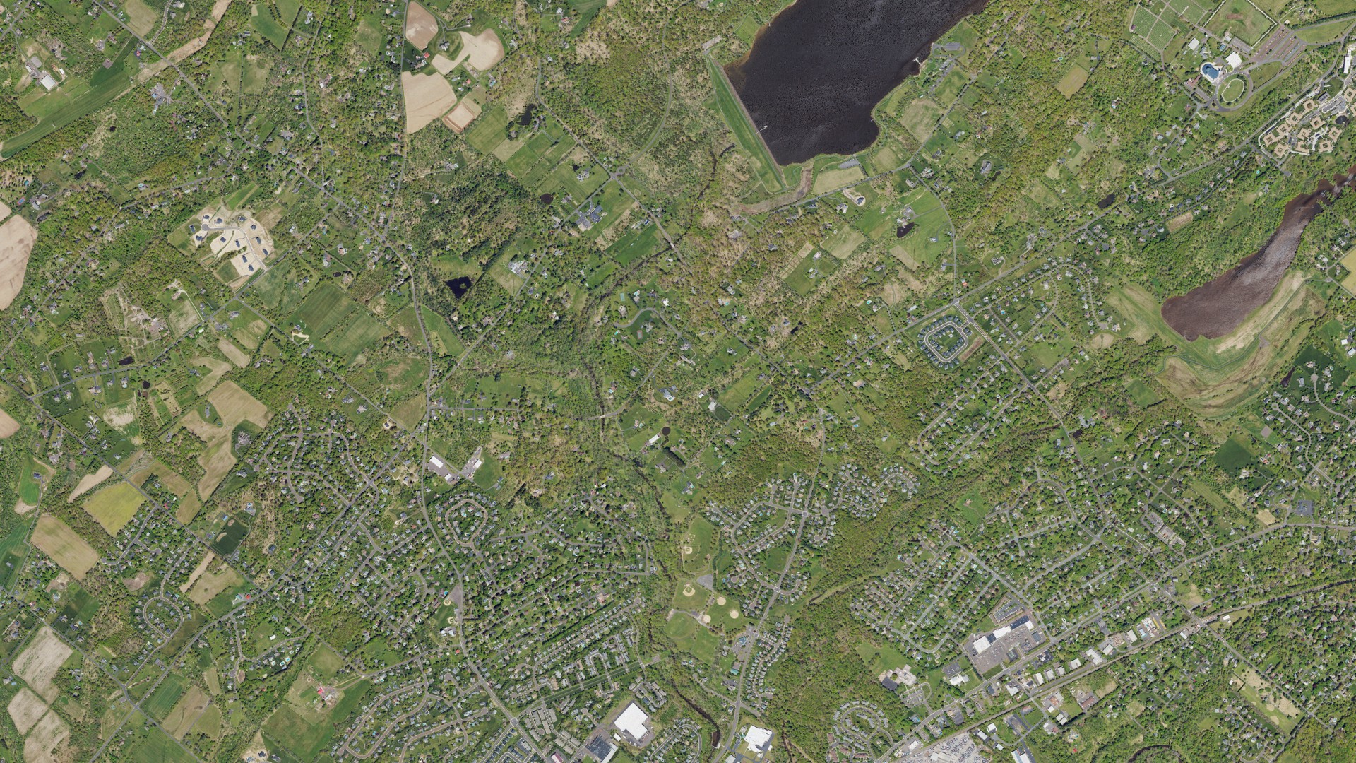 Aerial view of land around New Britain, Pennsylvania