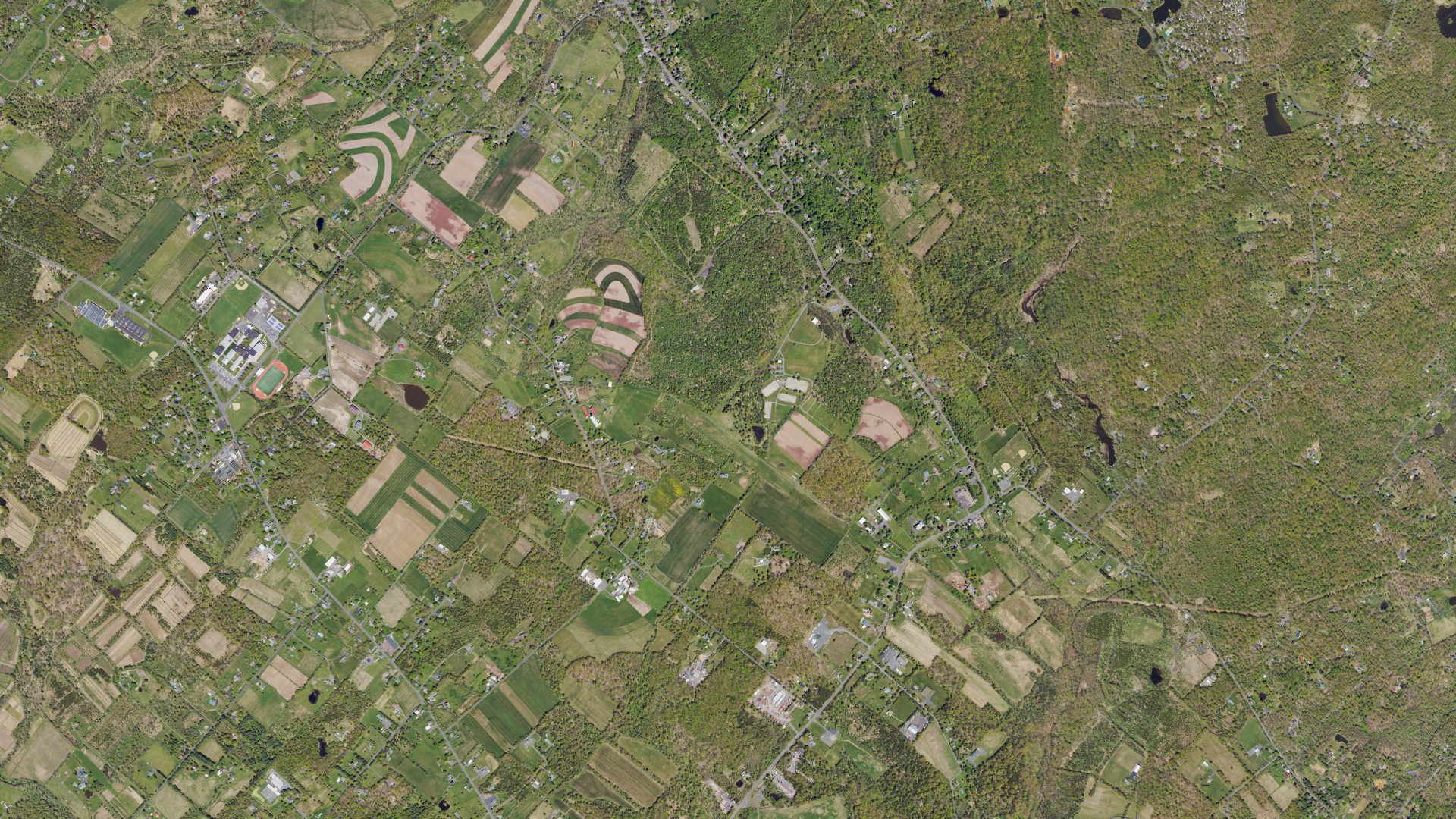 Aerial view of land around Nockamixon, Pennsylvania