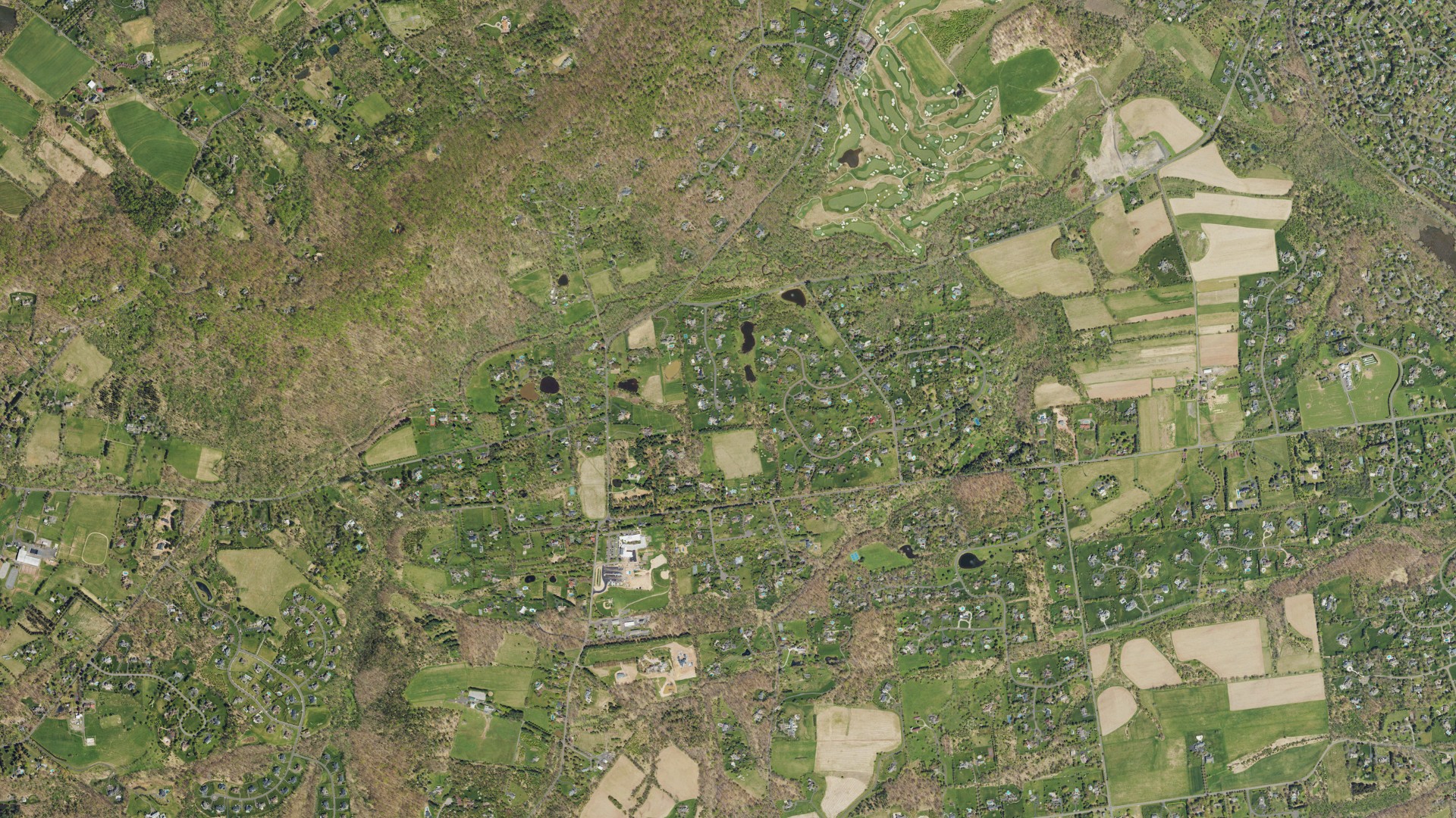 Natural-color aerial photograph of land around Upper Makefield, Pennsylvania