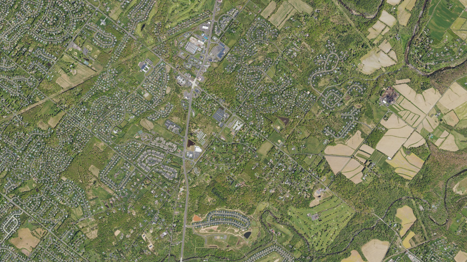 Aerial view of land around Warwick, Pennsylvania