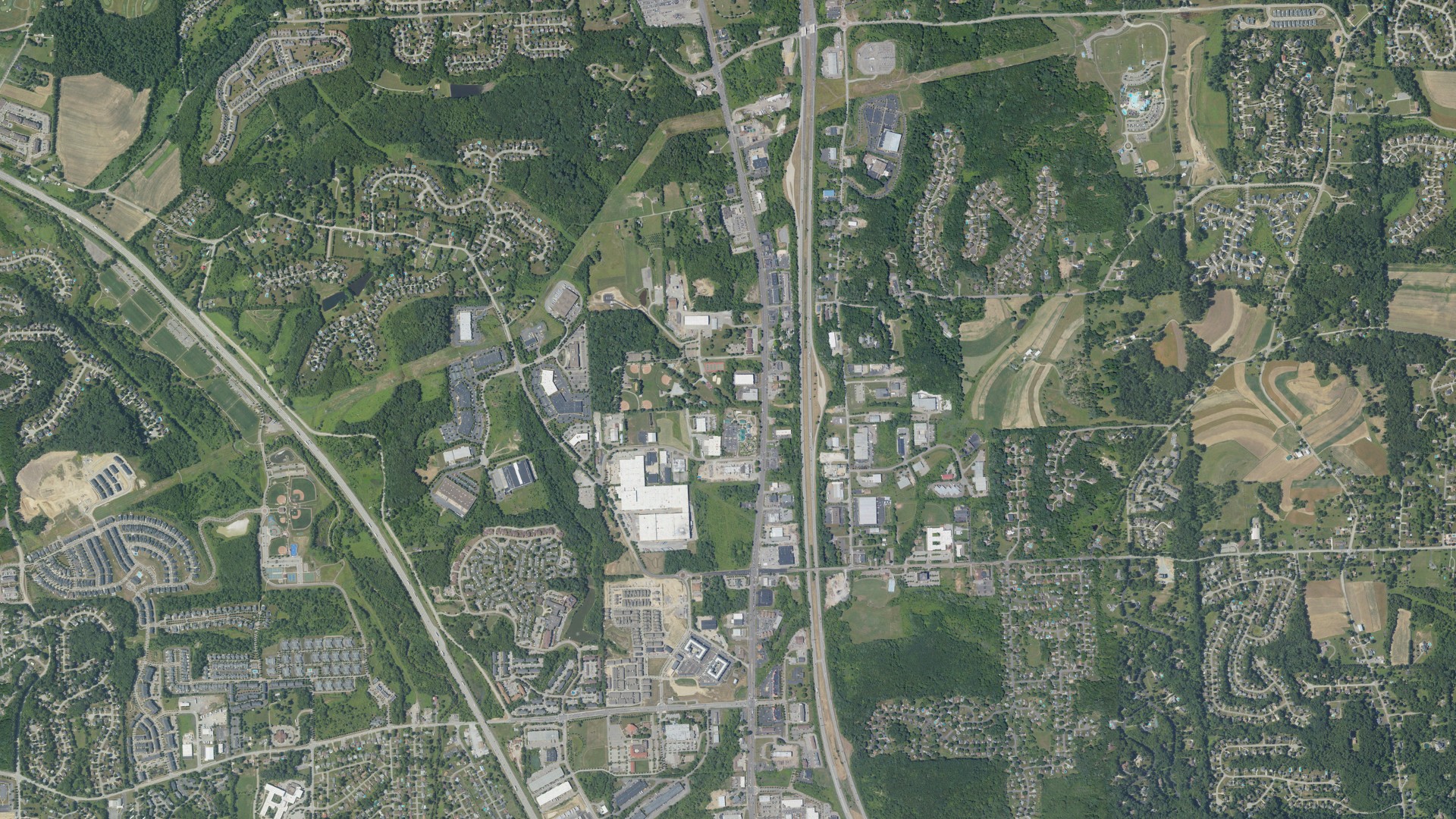 Aerial view of land around Cranberry, Pennsylvania