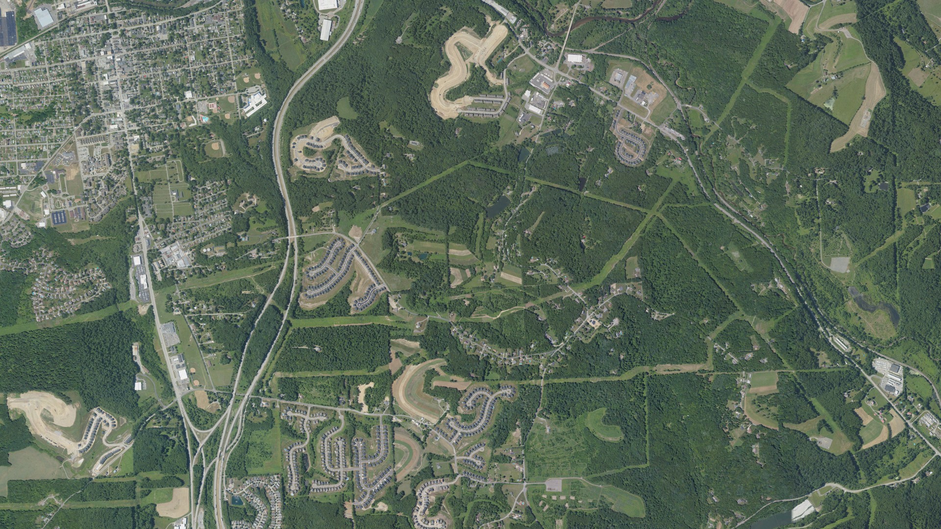 Aerial view of land around Jackson, Pennsylvania
