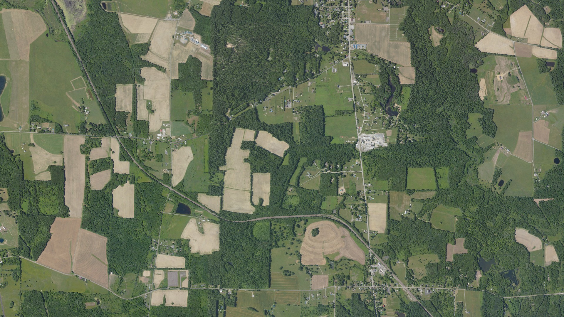 Aerial view of land around Mercer, Pennsylvania