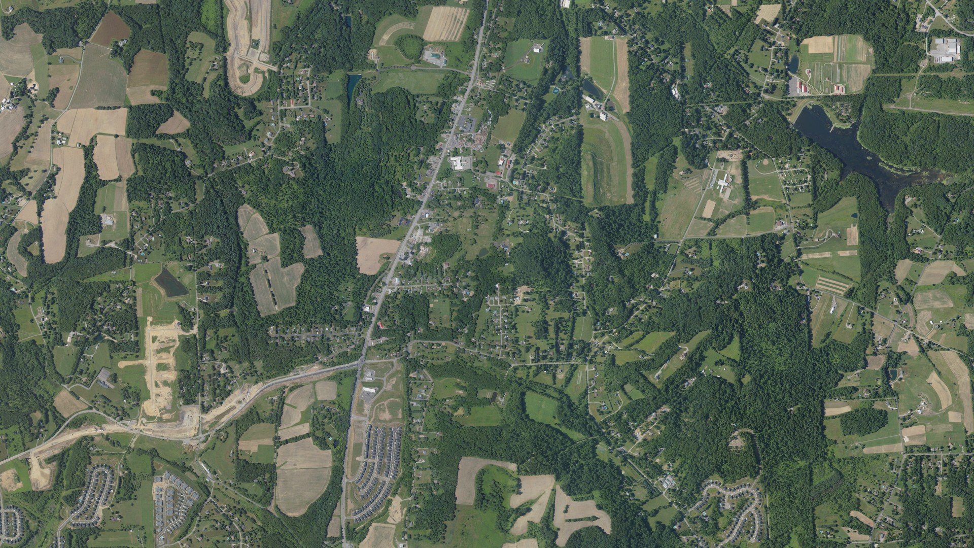 Aerial view of land around Middlesex, Pennsylvania