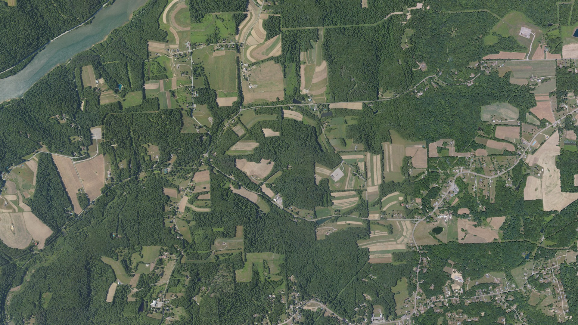 Aerial view of land around Oakland, Pennsylvania
