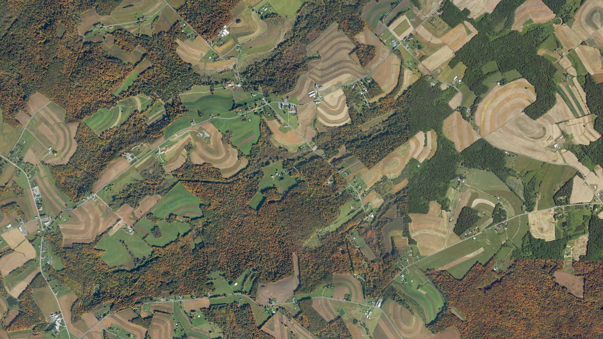Natural-color aerial photograph of land around Clearfield, Pennsylvania