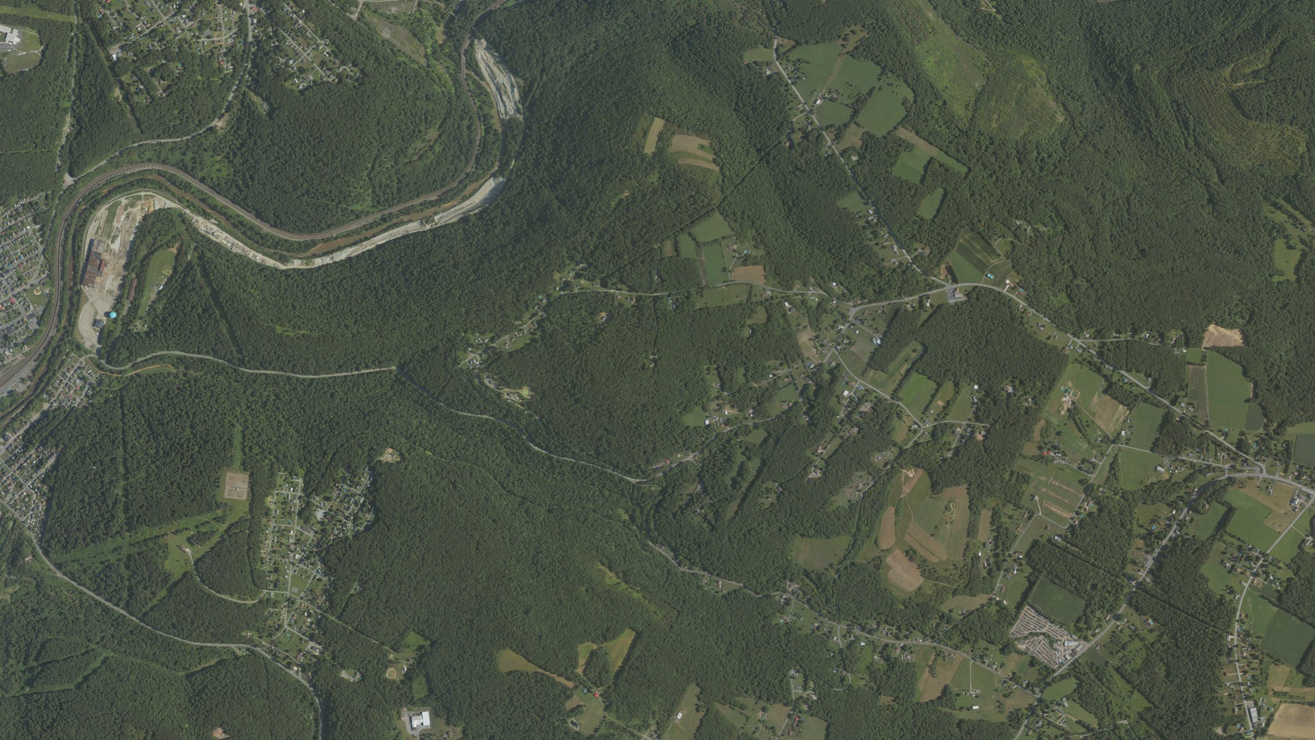 Aerial view of land around Conemaugh, Pennsylvania