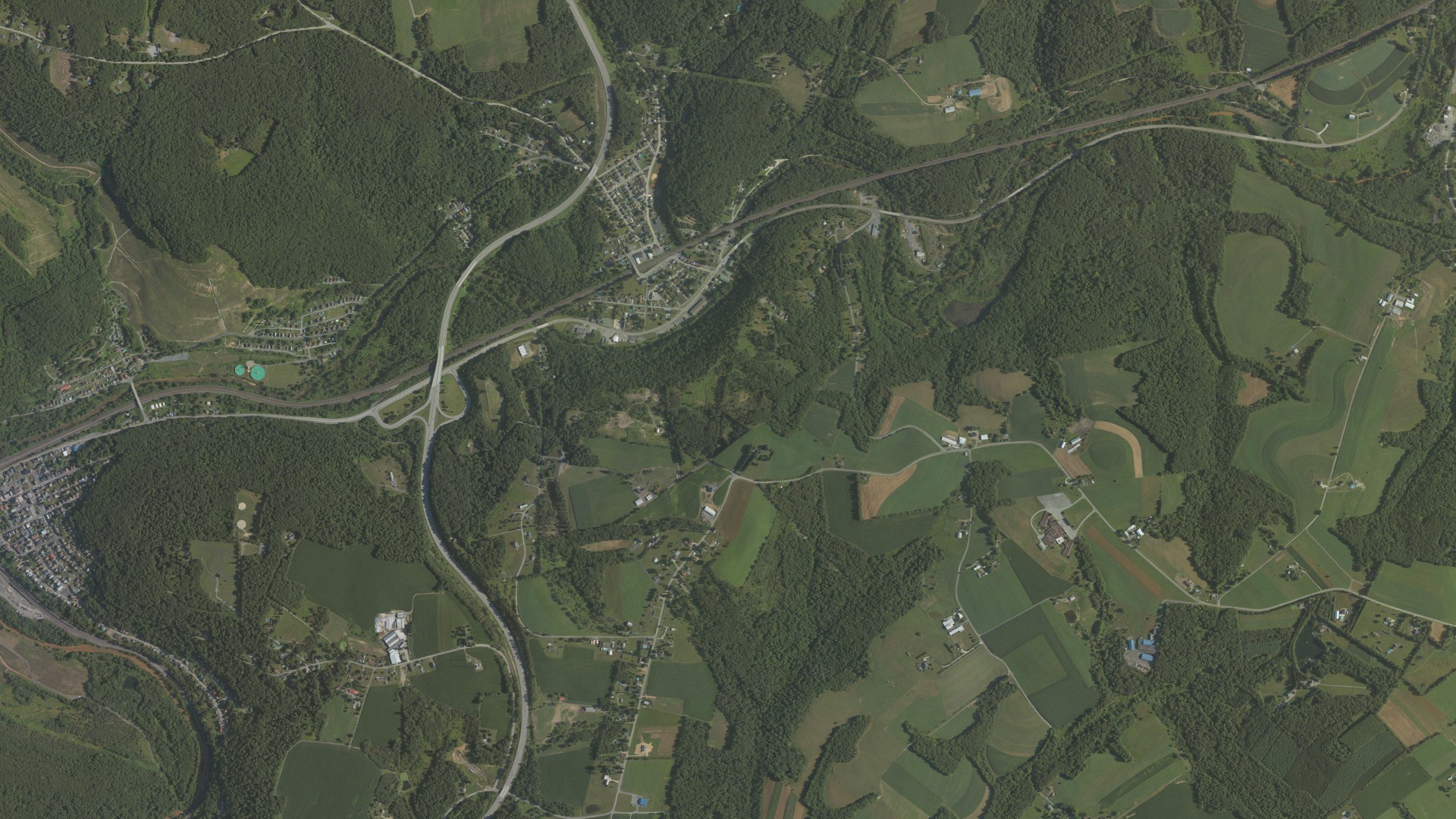 Aerial view of land around Croyle, Pennsylvania