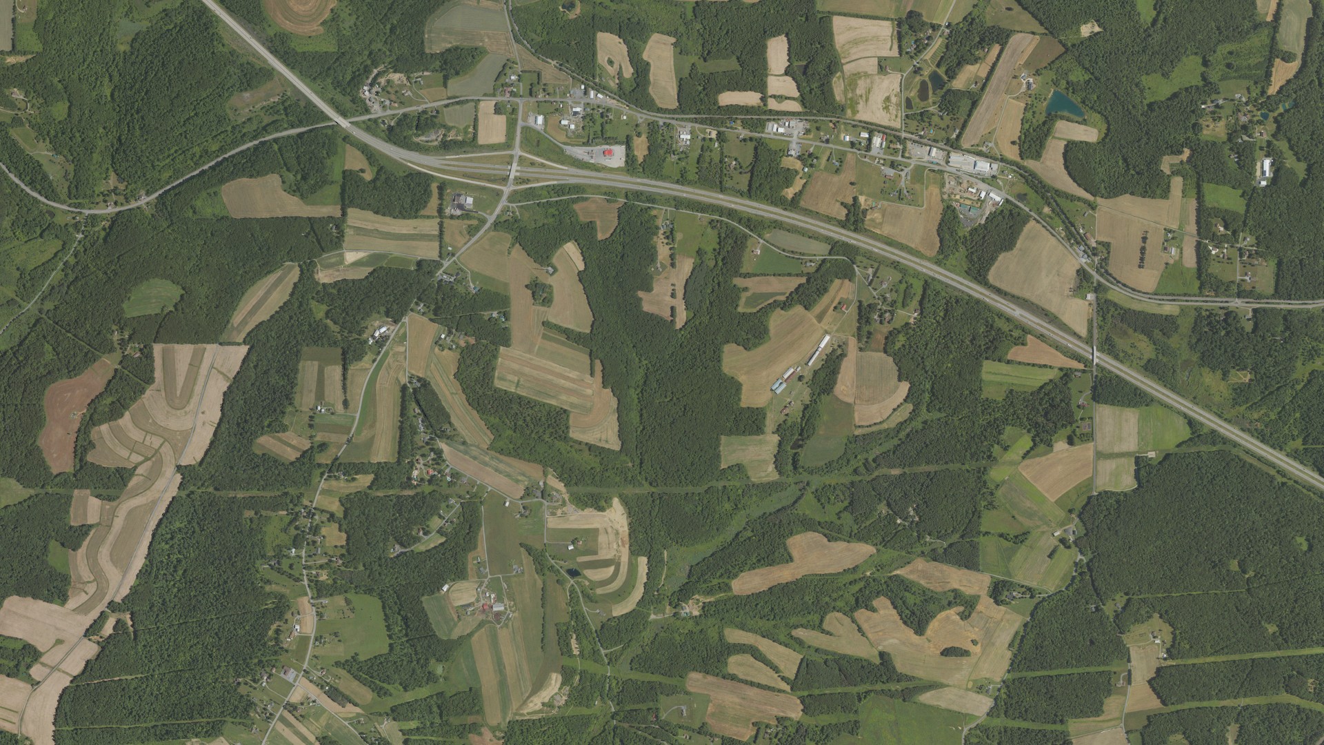 Aerial view of land around Munster, Pennsylvania