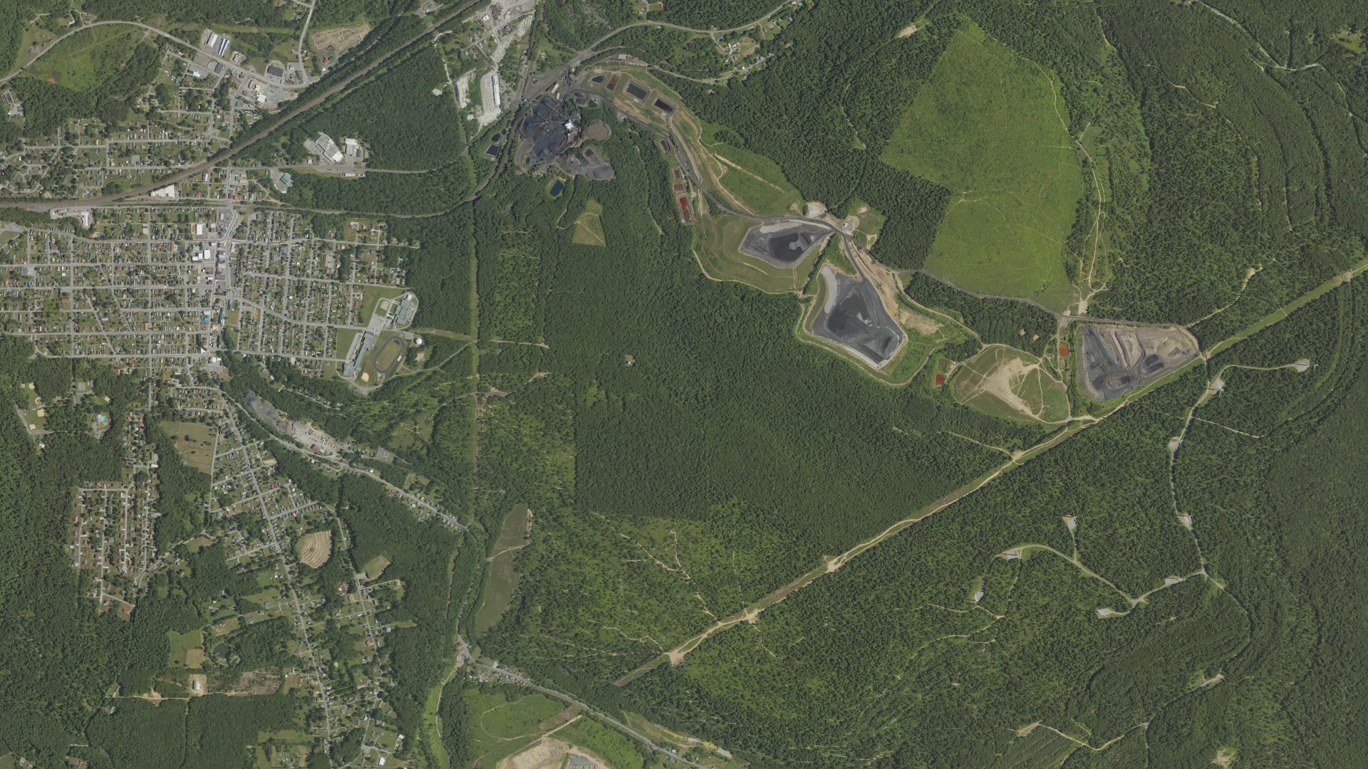 Aerial view of land around Portage, Pennsylvania