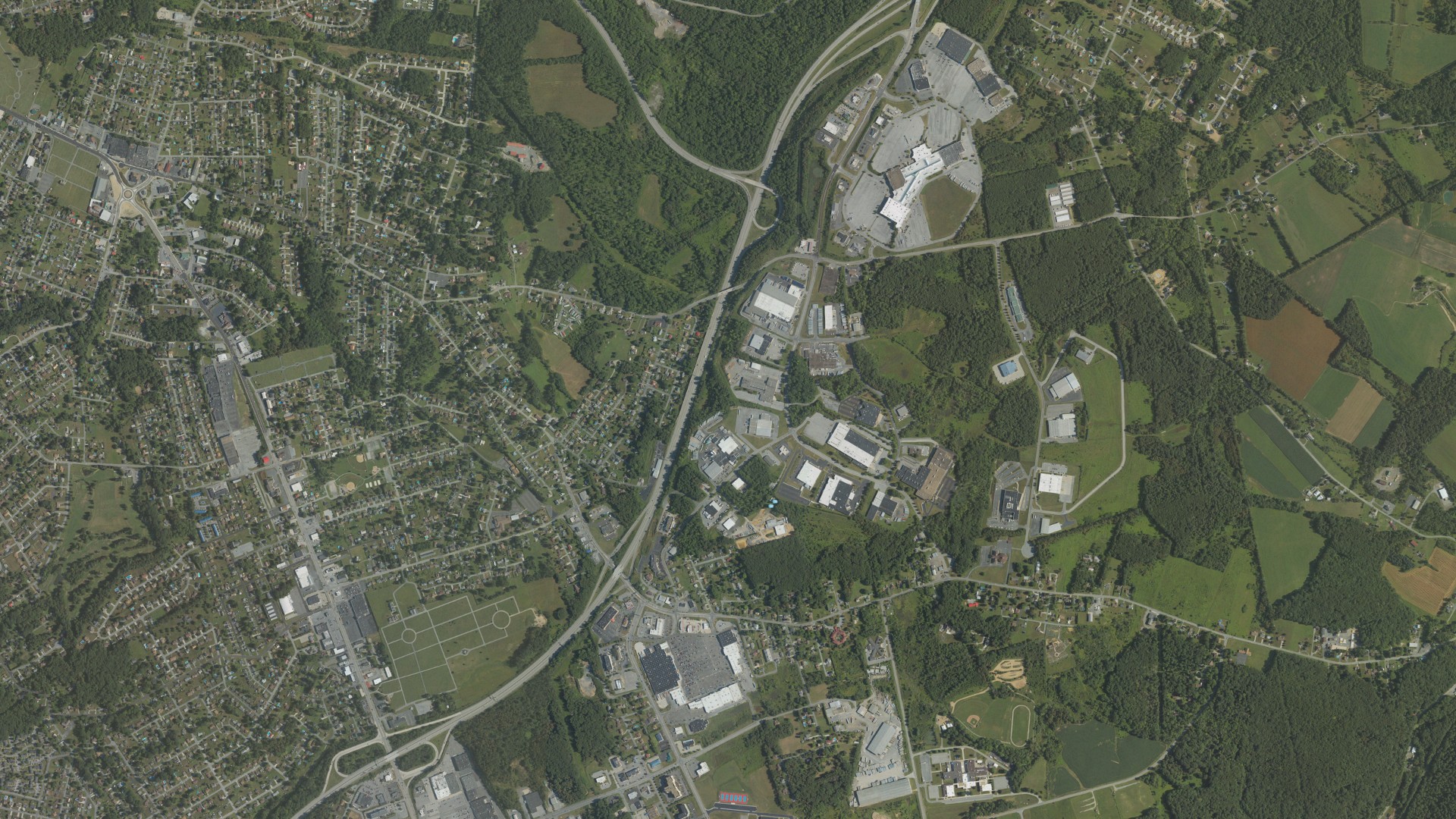 Aerial view of land around Richland, Pennsylvania