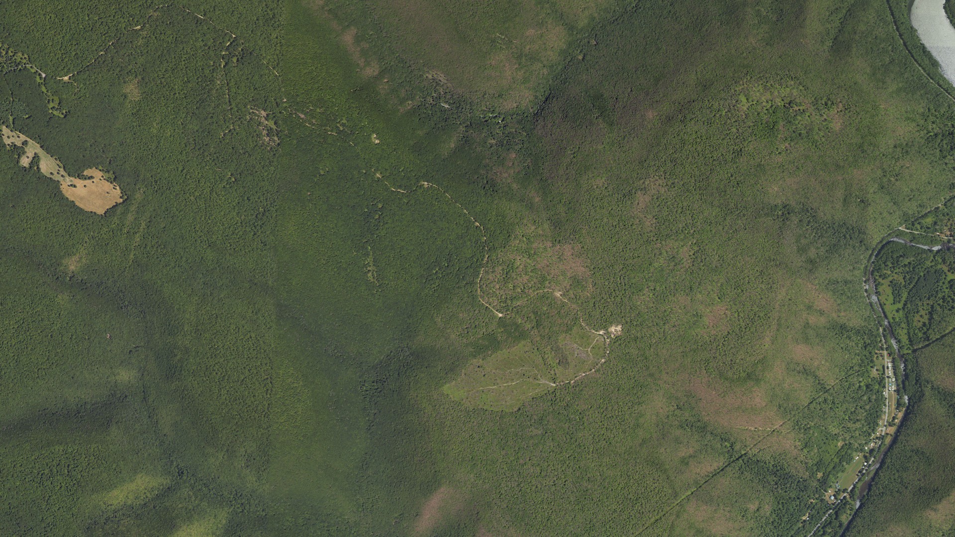 Aerial view of land around Grove, Pennsylvania