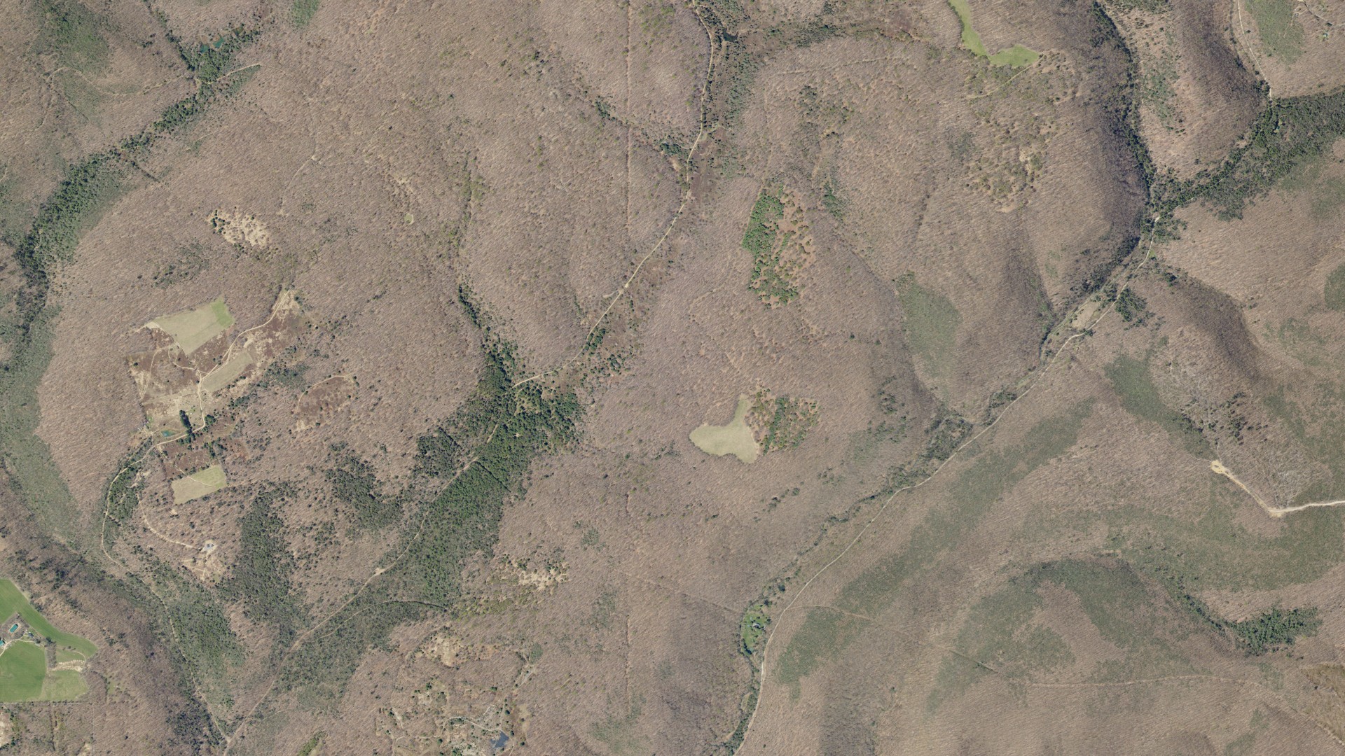 Aerial view of land around Lumber, Pennsylvania