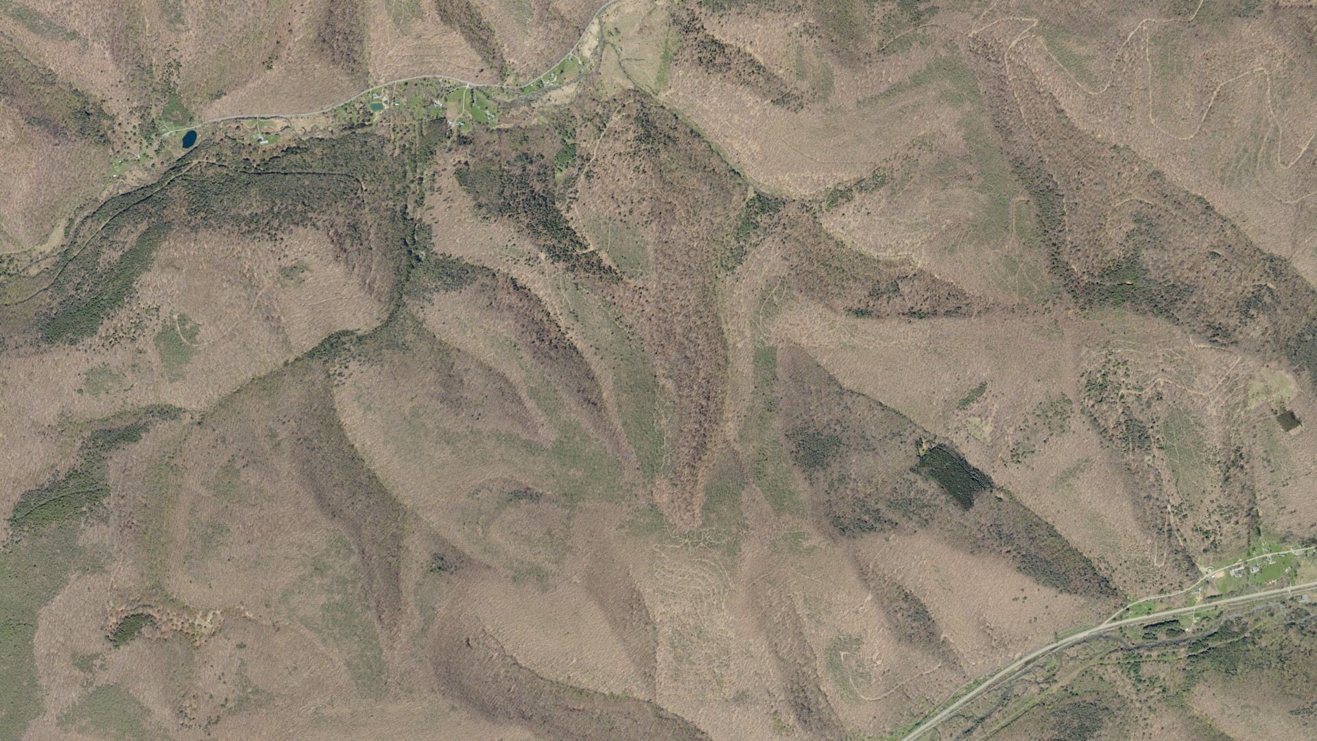 Aerial view of land around Shippen, Pennsylvania