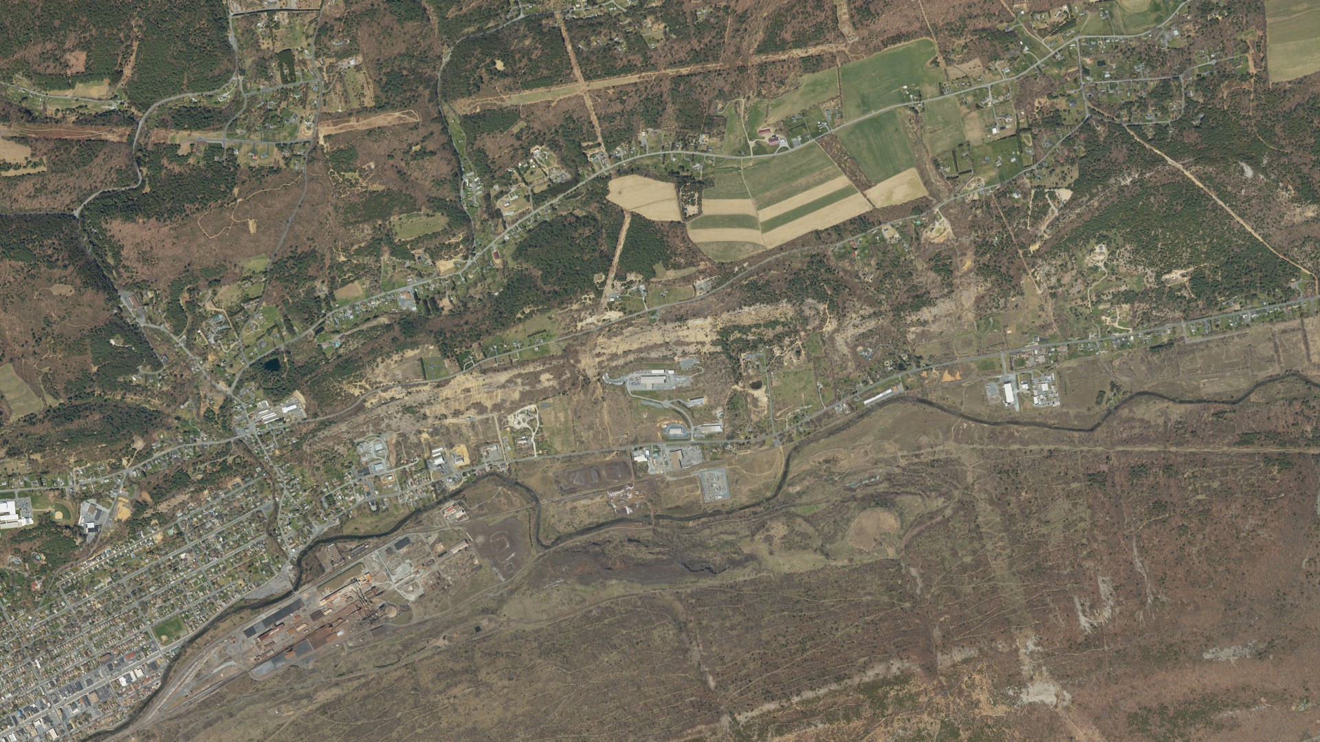 Aerial view of land around Lower Towamensing, Pennsylvania