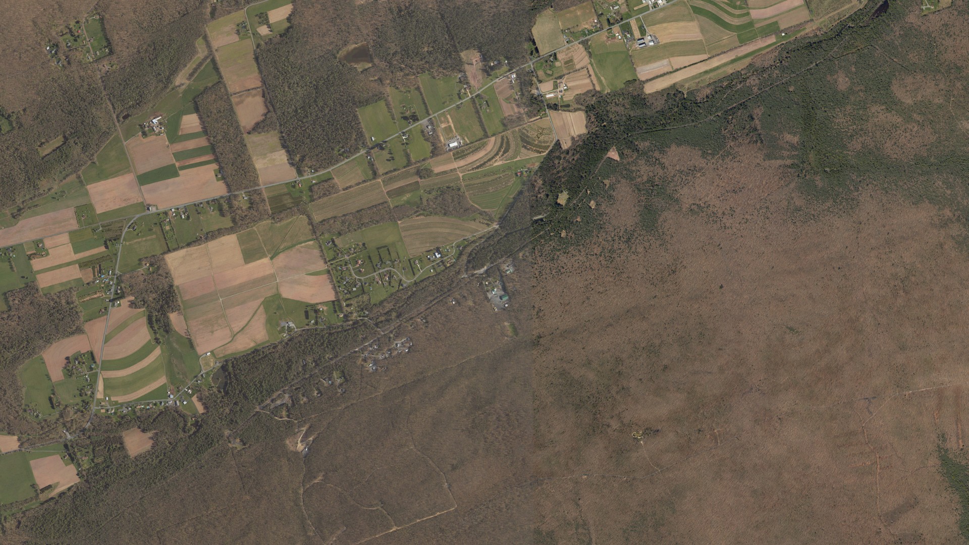 Aerial view of land around Packer, Pennsylvania