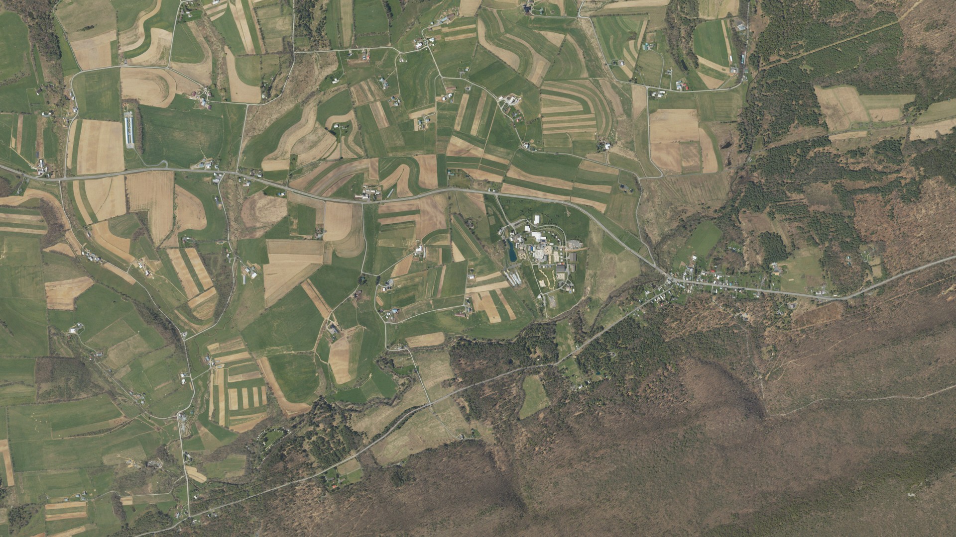 Aerial view of land around Haines, Pennsylvania