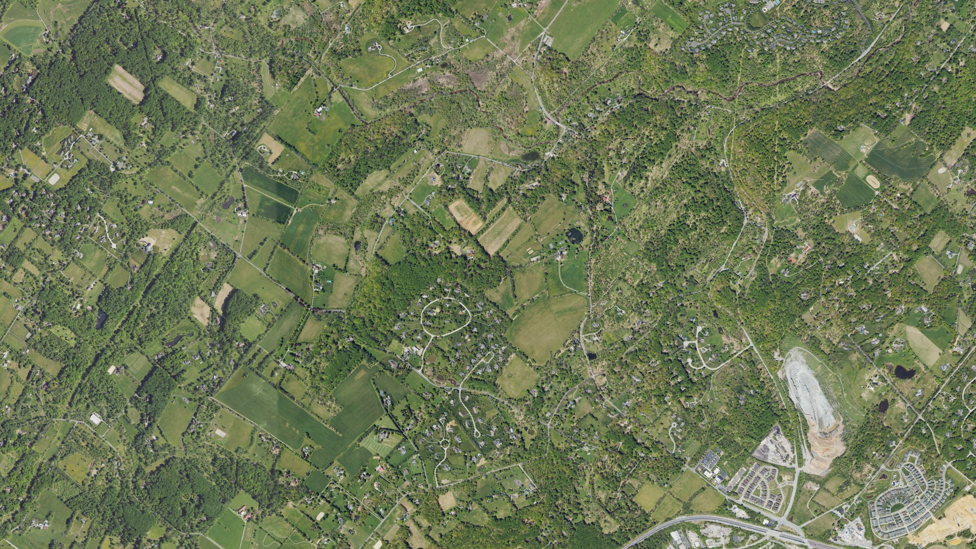 Aerial view of land around Charlestown, Pennsylvania