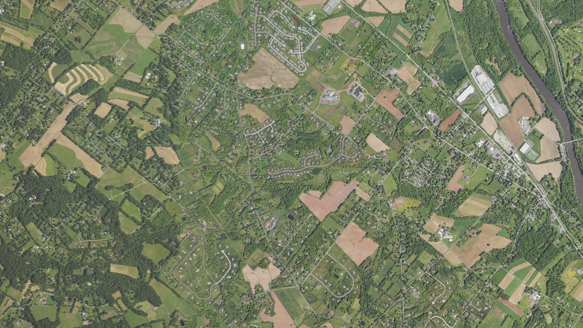 Aerial view of land around East Coventry, Pennsylvania