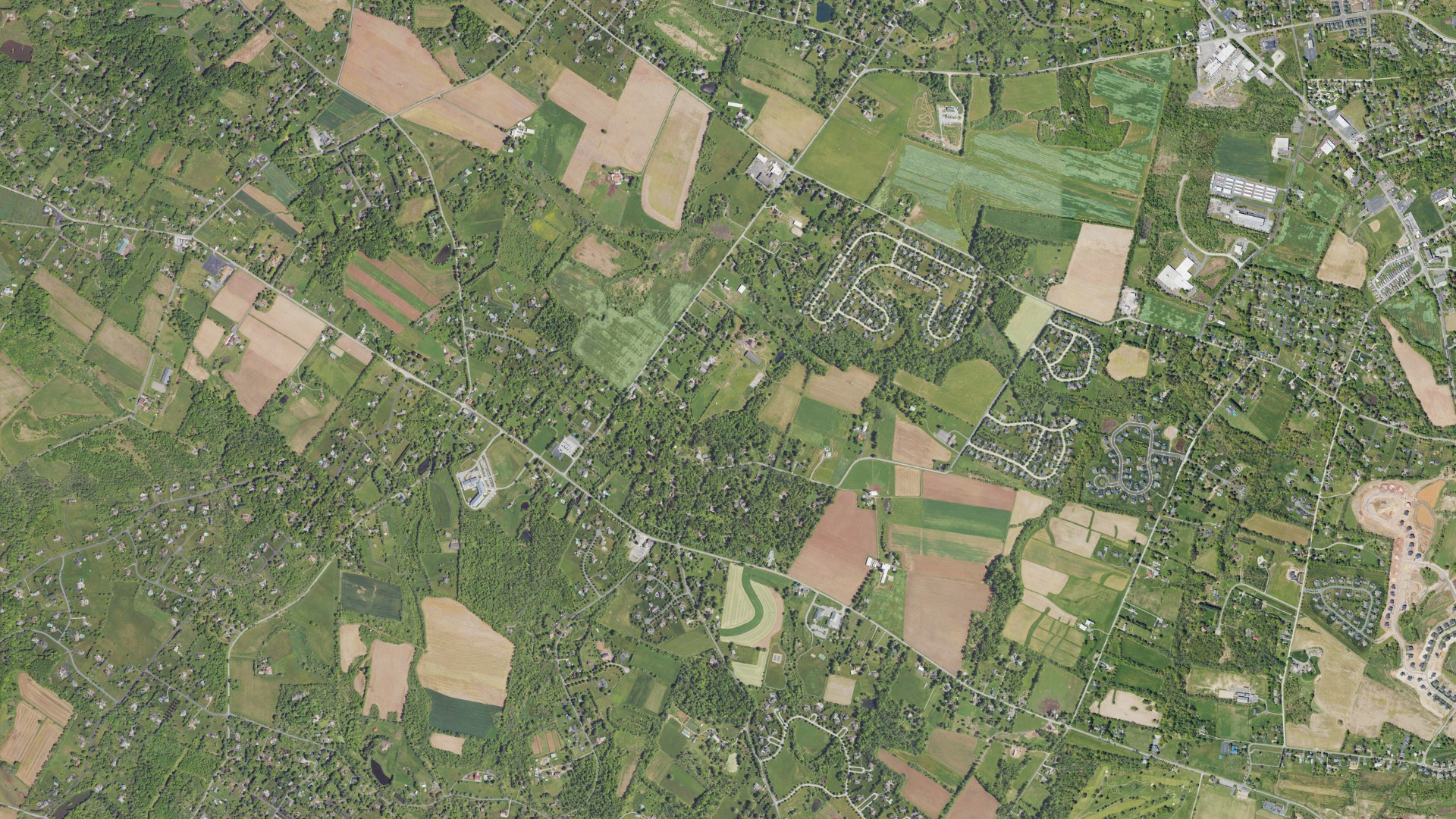 Aerial view of land around East Vincent, Pennsylvania