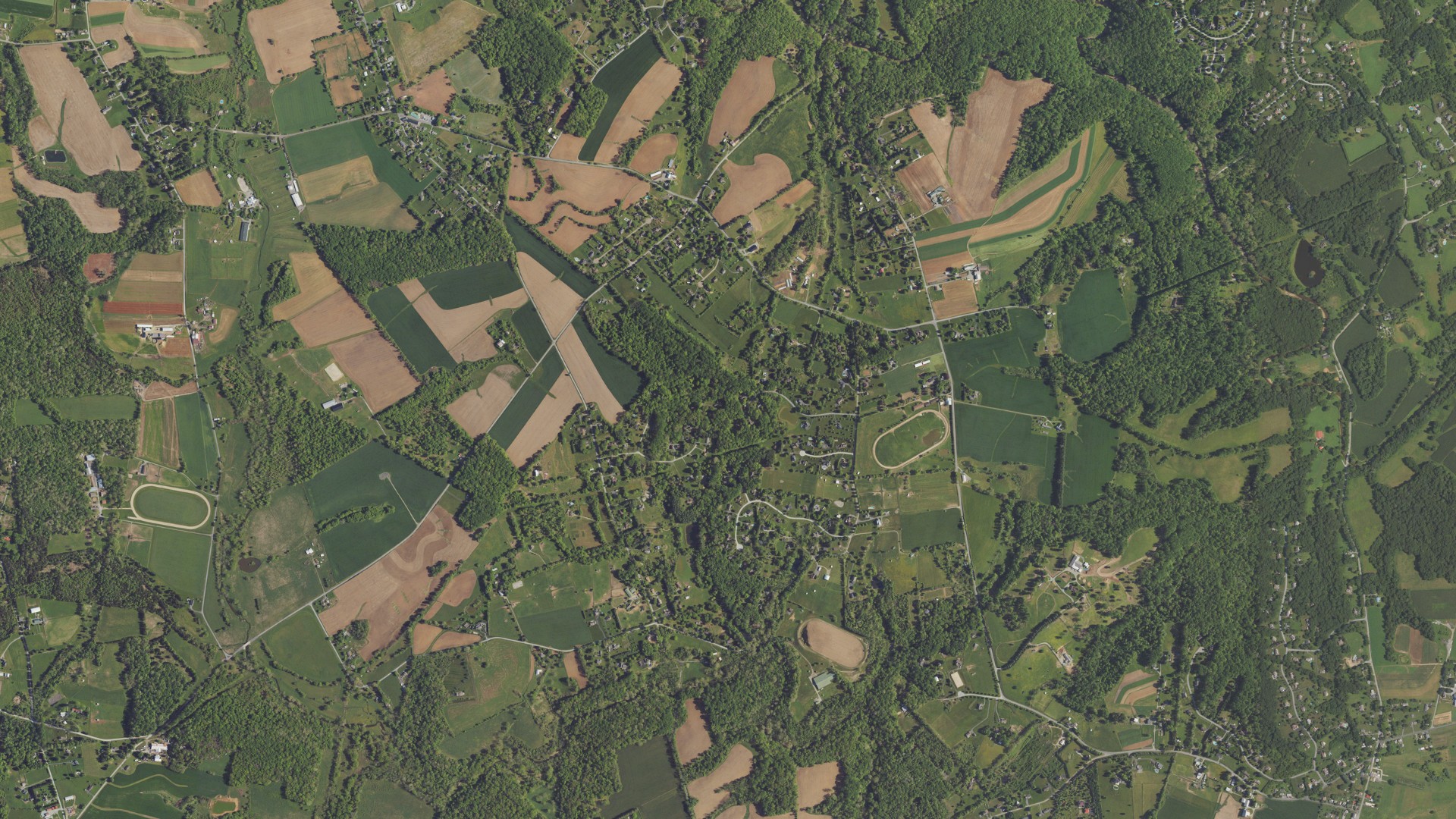 Aerial view of land around Elk, Pennsylvania
