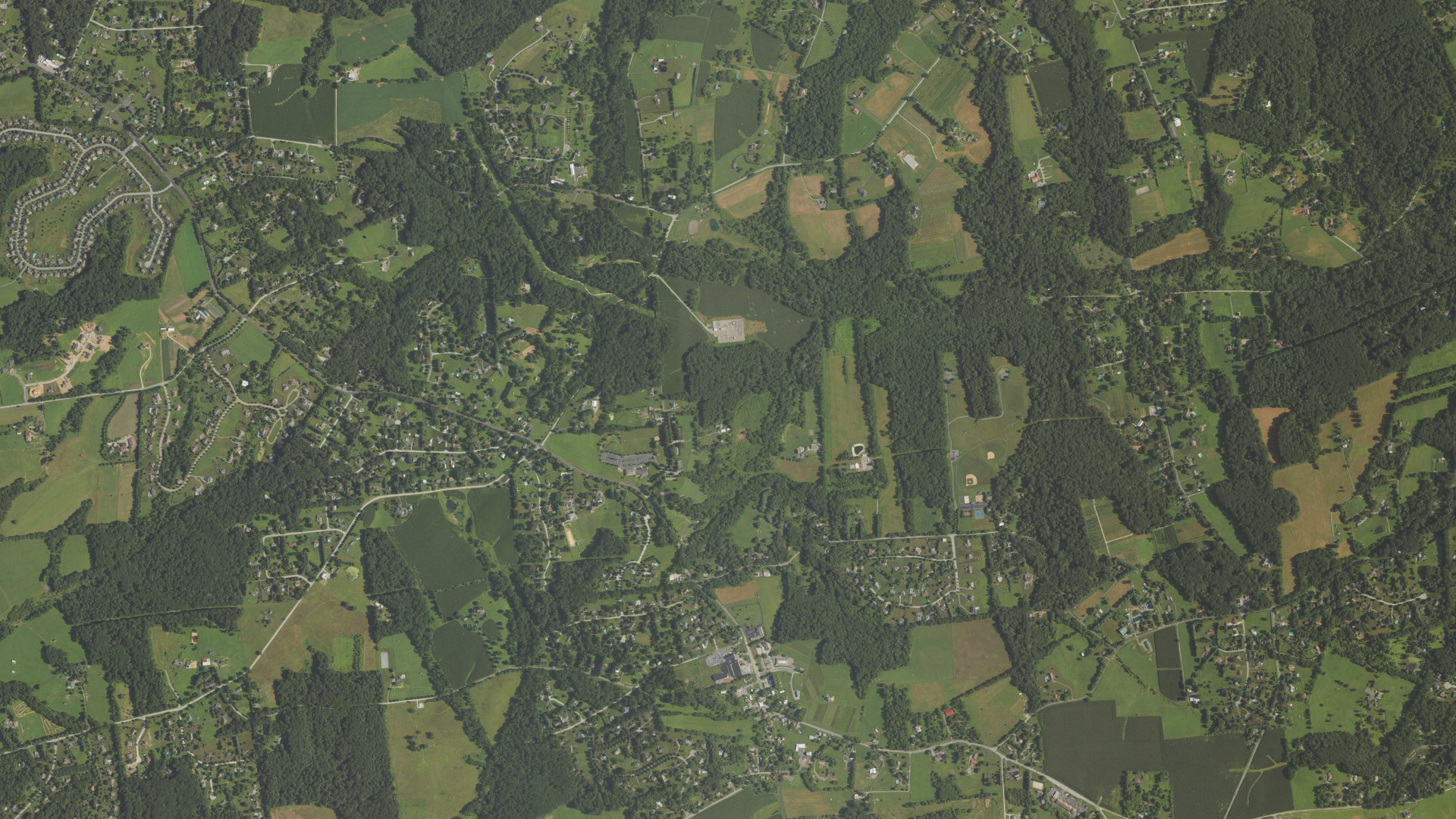 Aerial view of land around Franklin, Pennsylvania