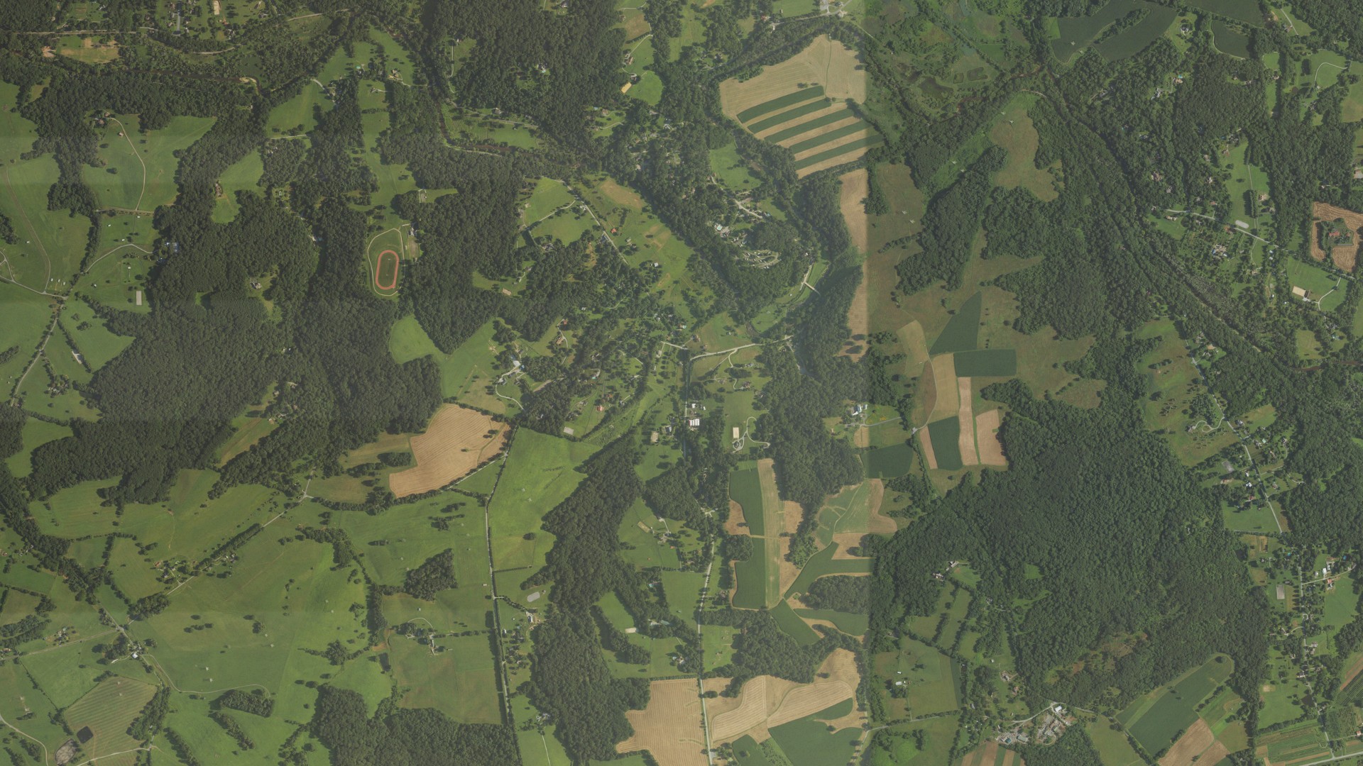 Aerial view of land around Newlin, Pennsylvania