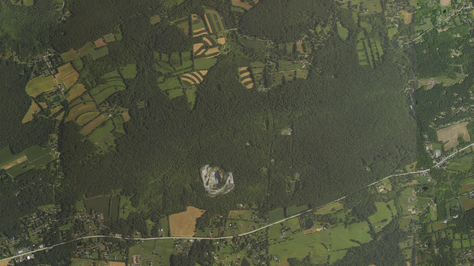 Aerial view of land around Warwick, Pennsylvania