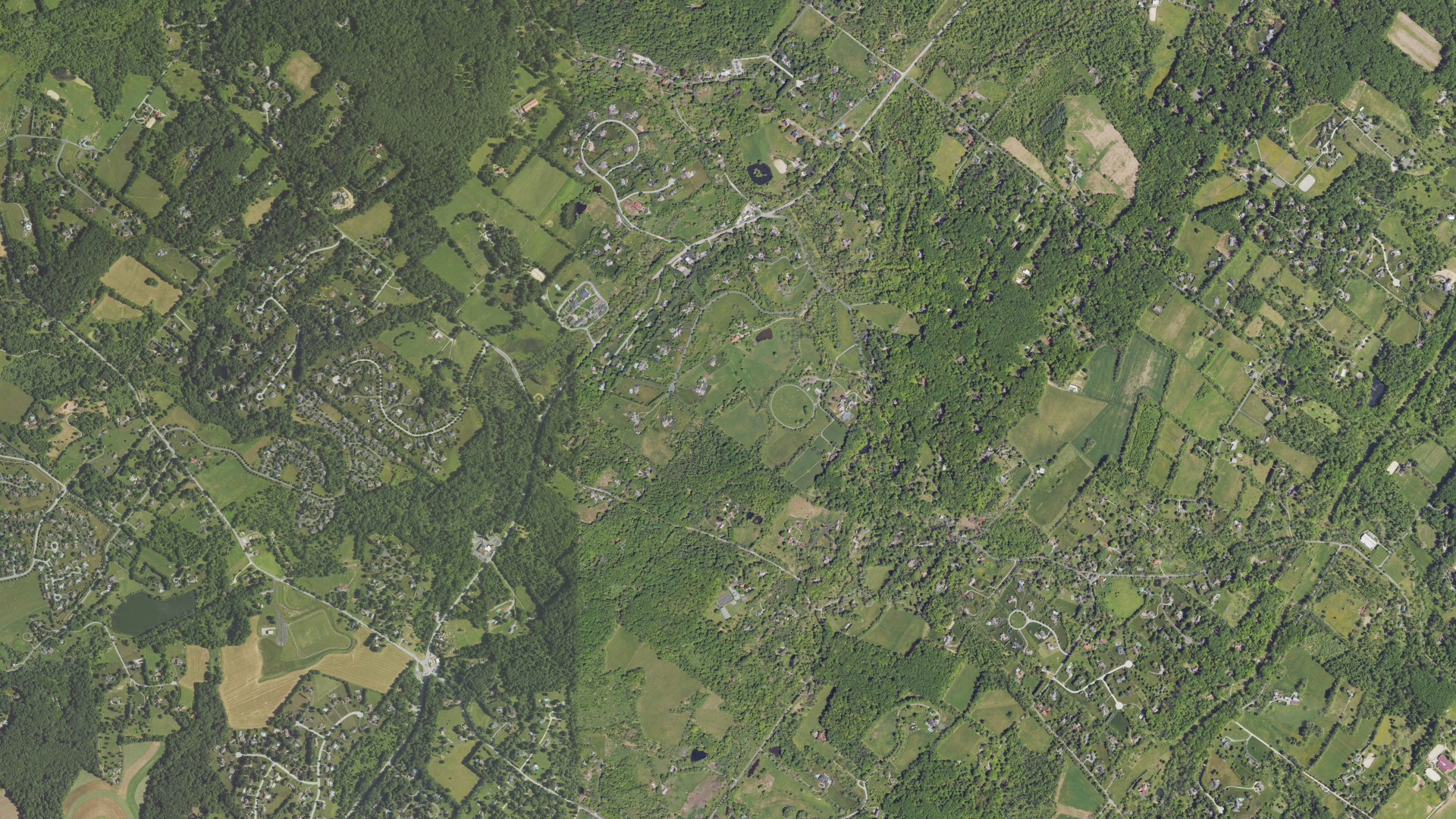 Aerial view of land around West Pikeland, Pennsylvania