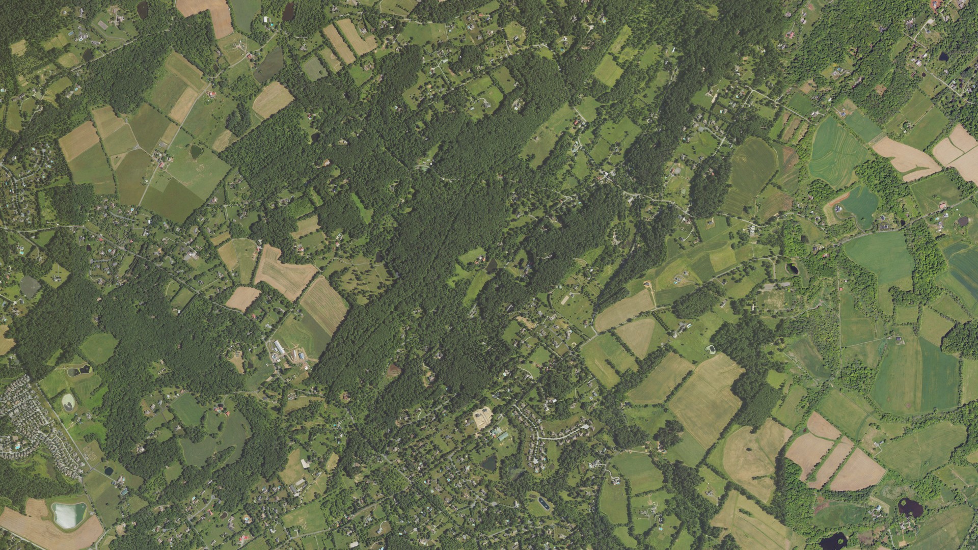 Aerial view of land around West Vincent, Pennsylvania