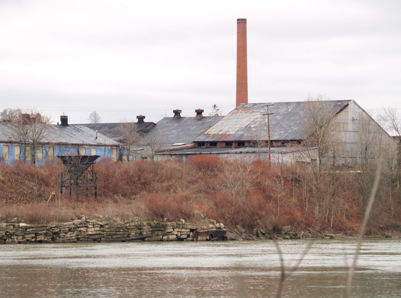 Old Factory Smokestack & Hopper Across The Allegheny — Arnold, Pennsylvania